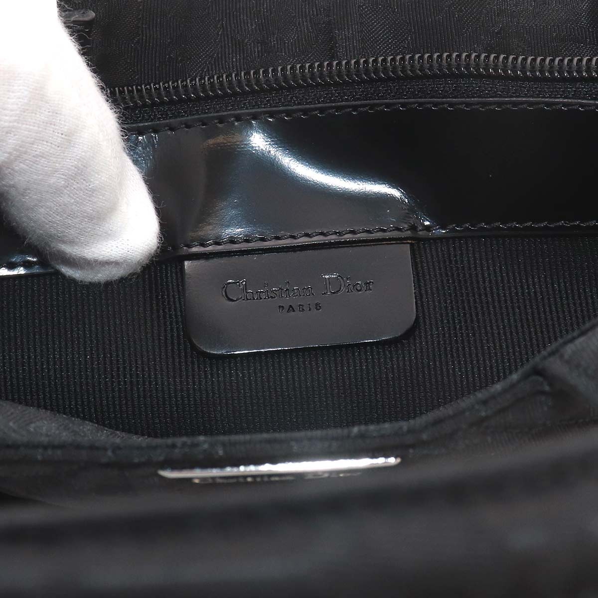 Christian Dior Trotter Mini Hand Bag Nylon Leather Black Purse 90325502