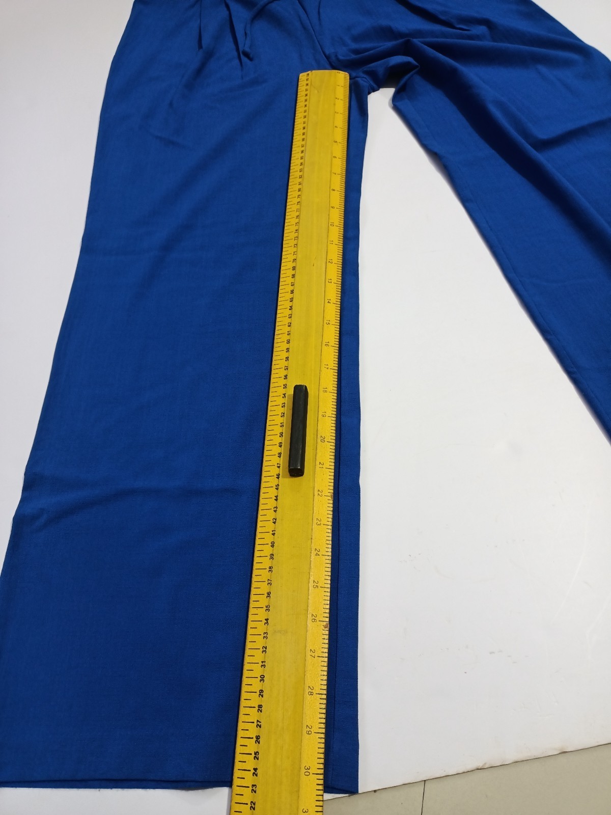 H&M Blue Wide Leg Dress Pants Adjustable Waist Drawstring Free Size 30 To 36 In