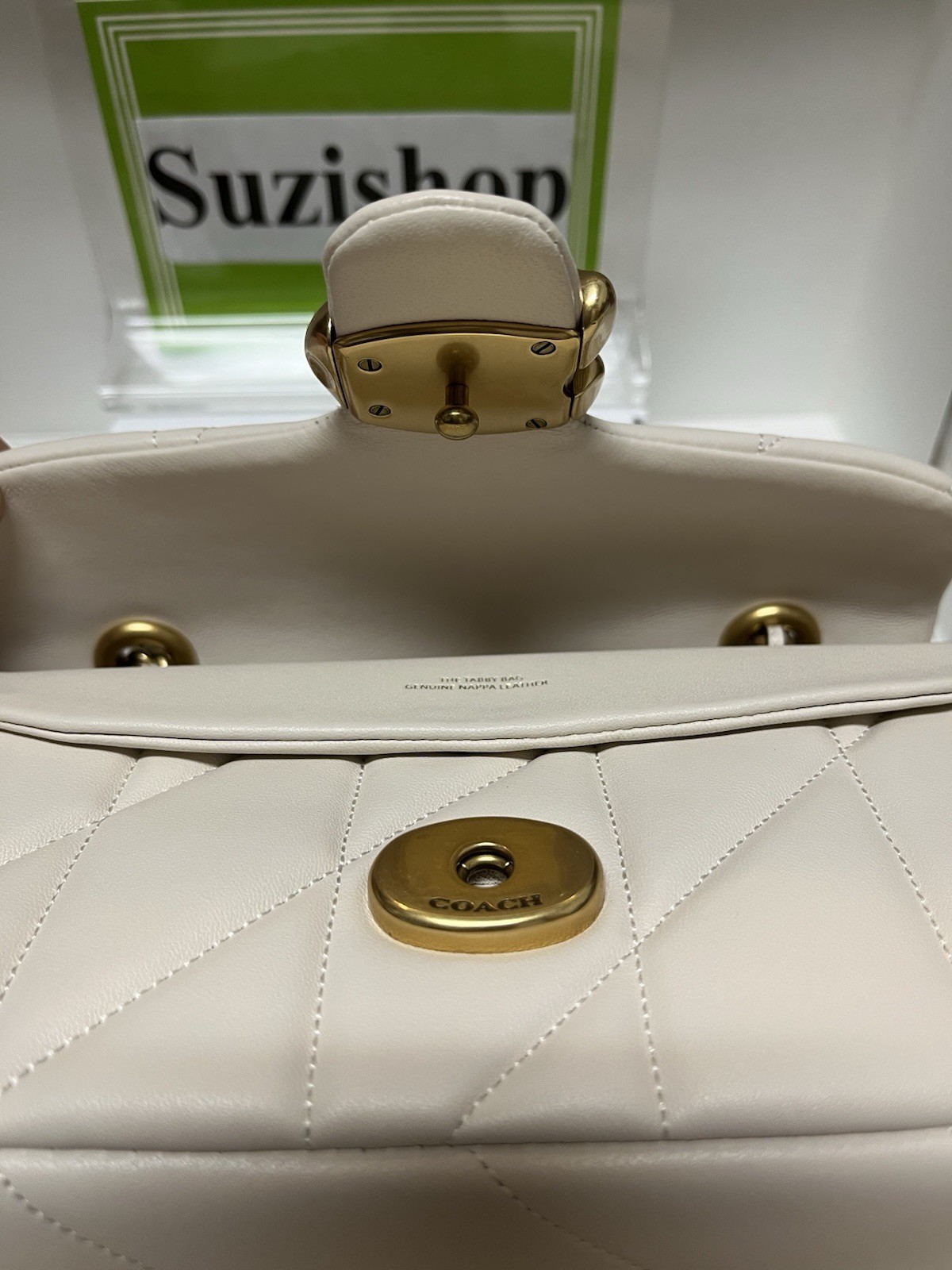 COACH Tabby Puffy Quilted Chain Shoulder Bag 20 Chalk White CP149