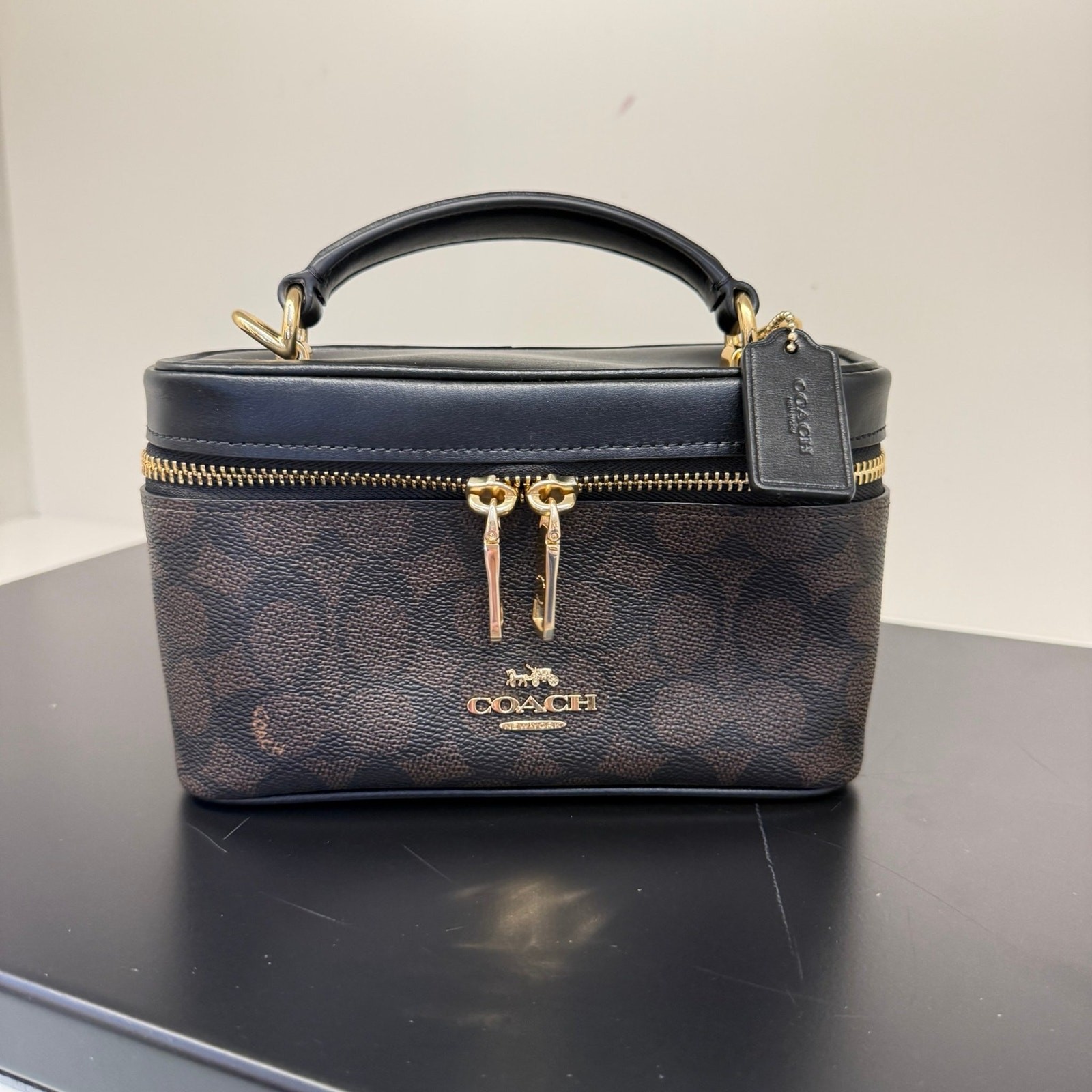Coach Rainer Crossbody Bag 18 In Signature Canvas CEO23 Gold/Walnut/Black