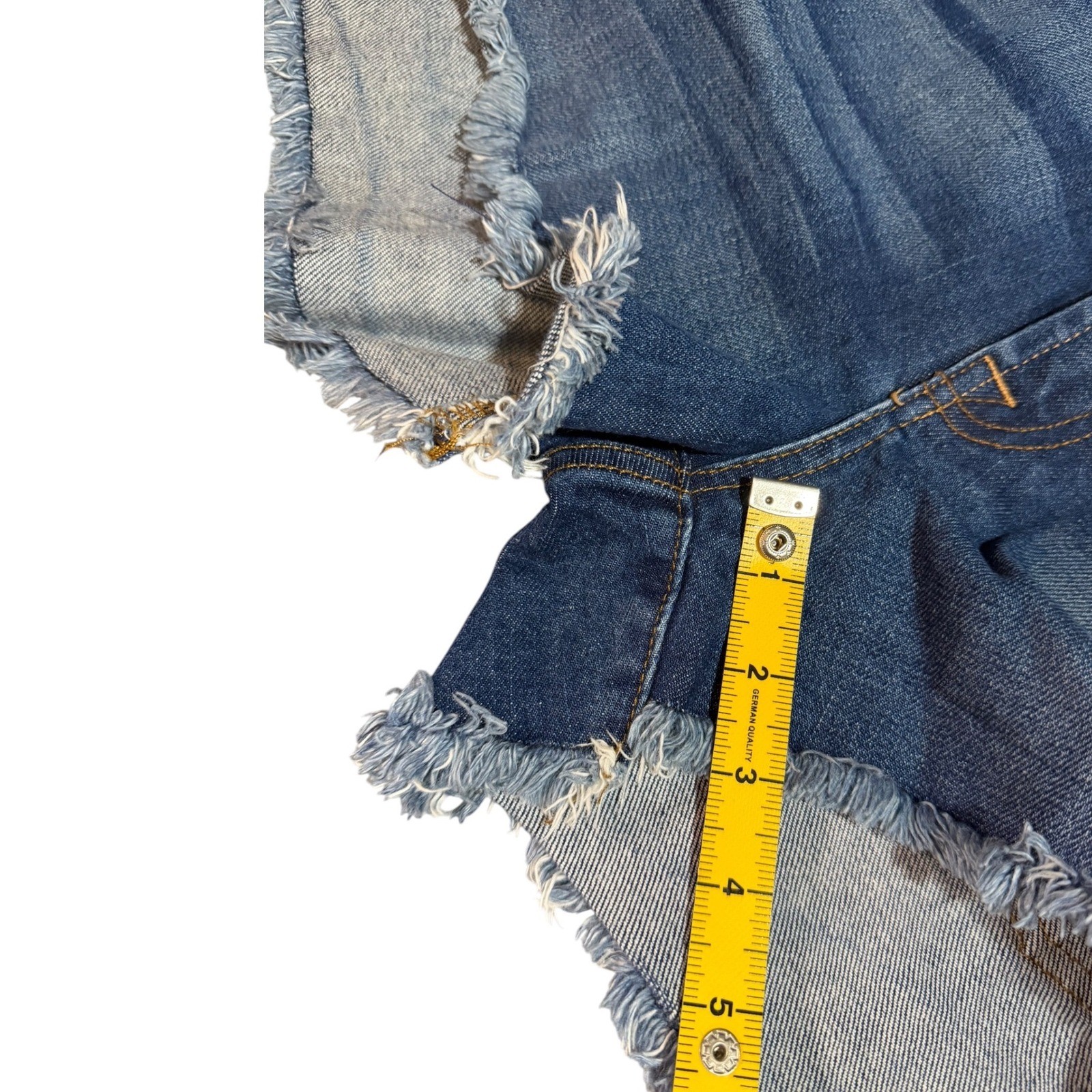 7 For All Mankind Distressed Raw Step Hem Denim Blue Jean Shorts Size: 32