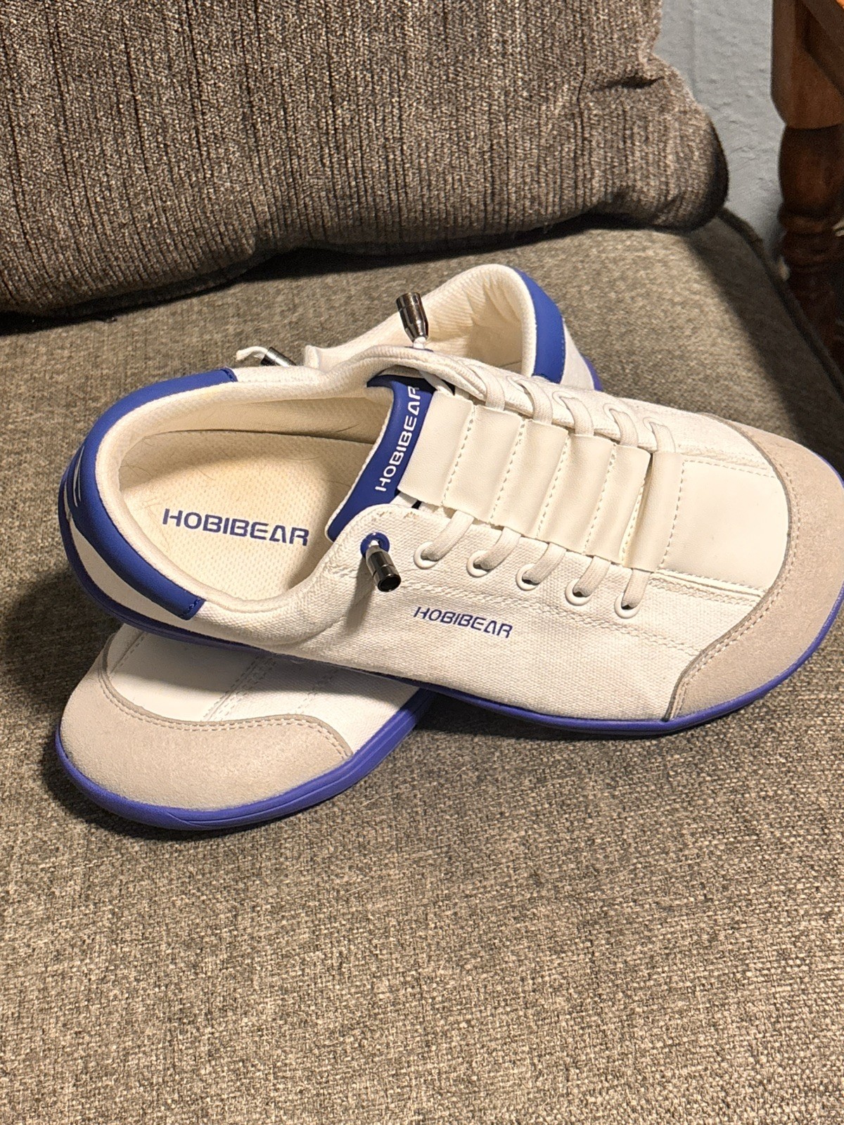 HOBIBEAR Unisex Wide Barefoot Minimalist Canvas”Sorrel” Shoes EU 39 White/Blue