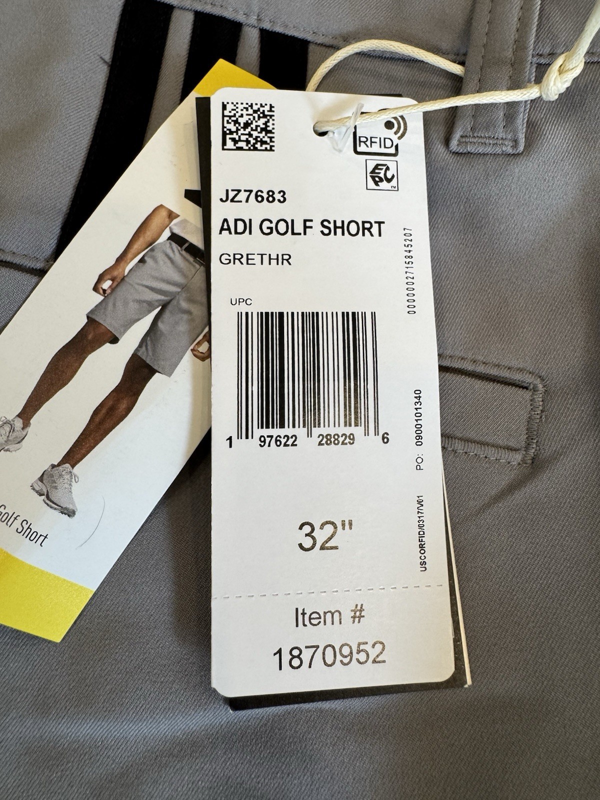 NEW Men’s Adidas Size 32 Gray Flat Front Golf Shorts 9″ Inseam
