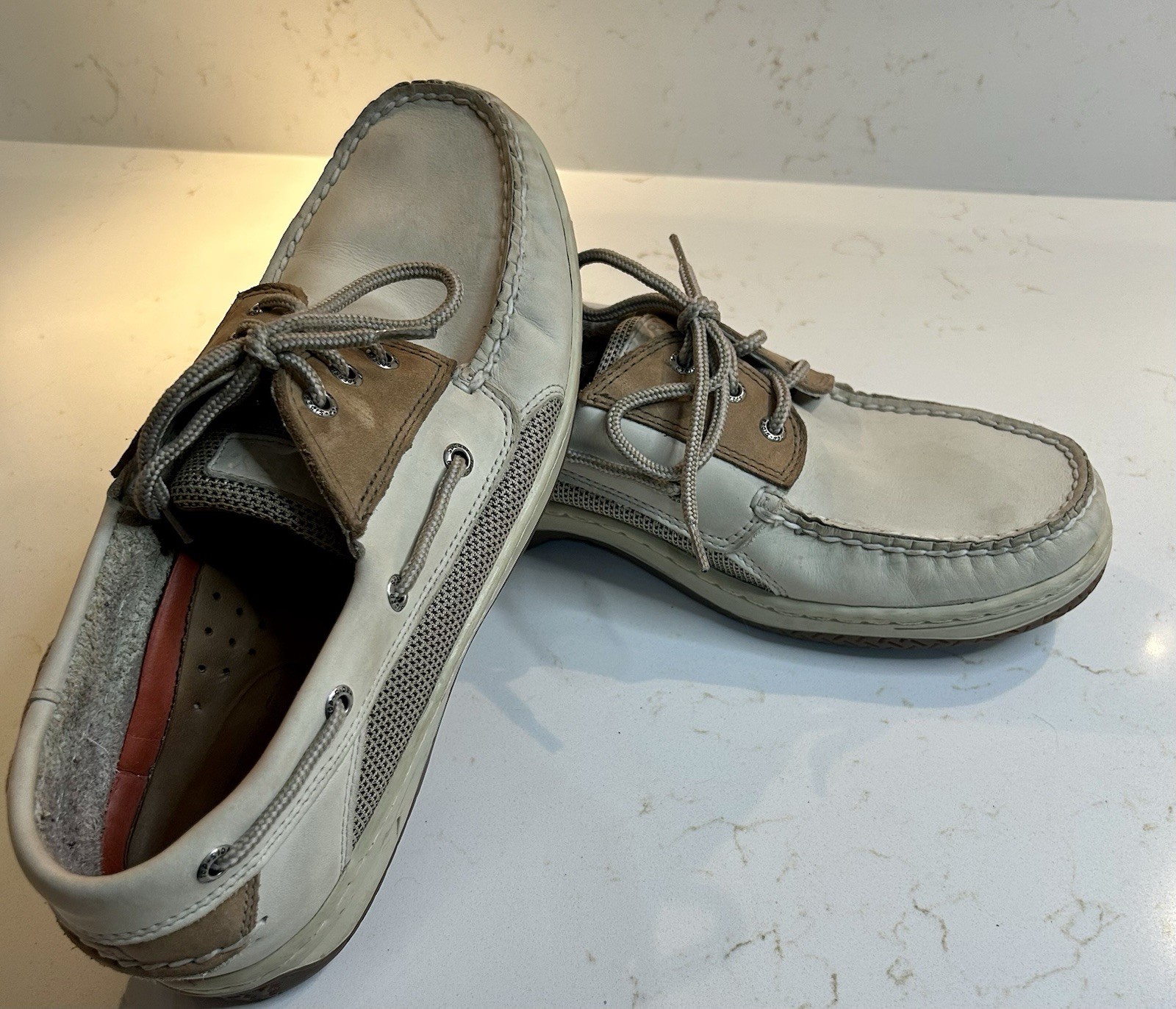 Men’s Sperrys Boat Shoe Size Authentic Original 10M L-6 CH133 Ivory And Tan