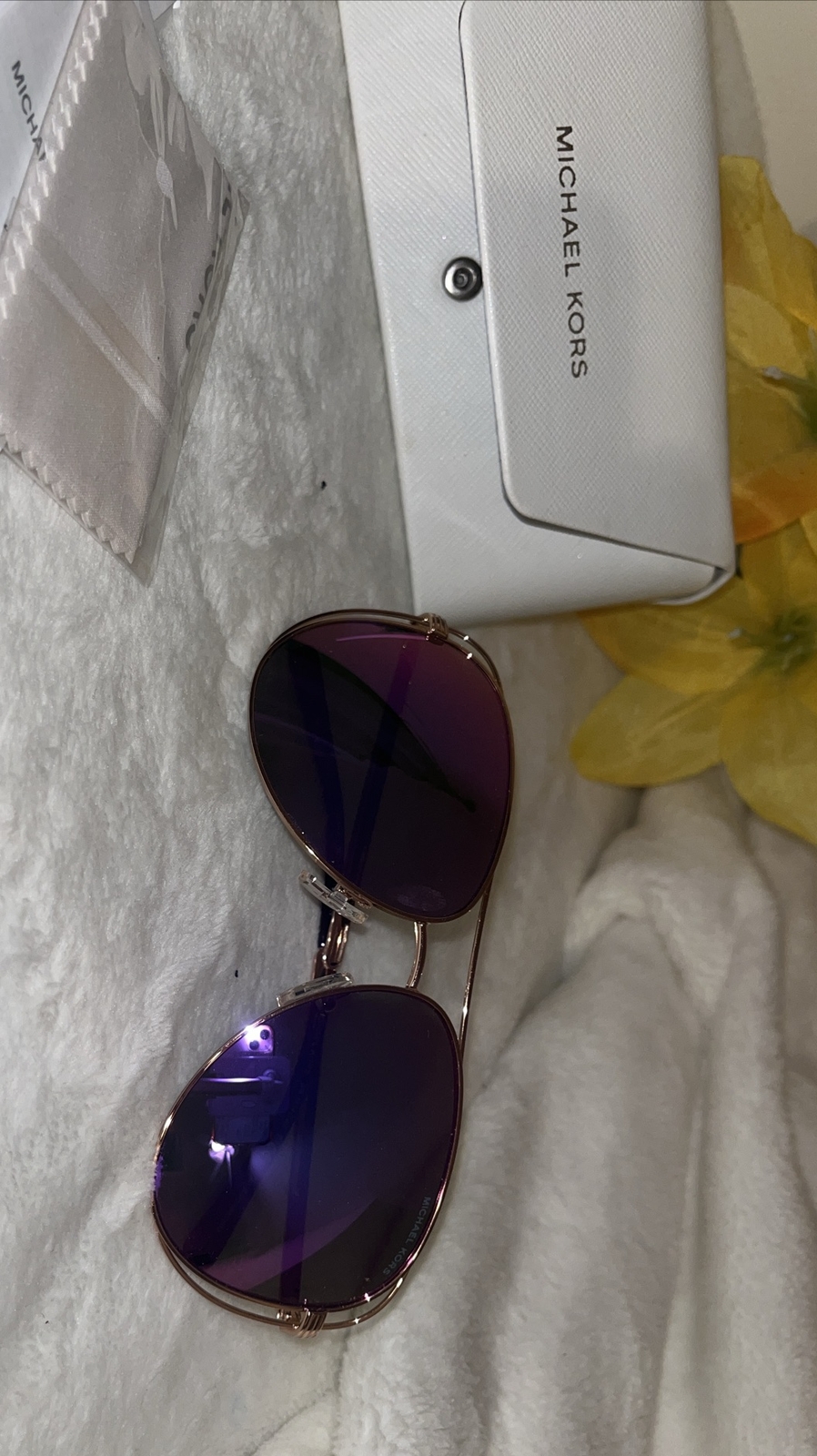 NWT Michael Kors Sunglasses MK 5004 10034V Rose Gold/Mirrored Purple 59 mm NIB