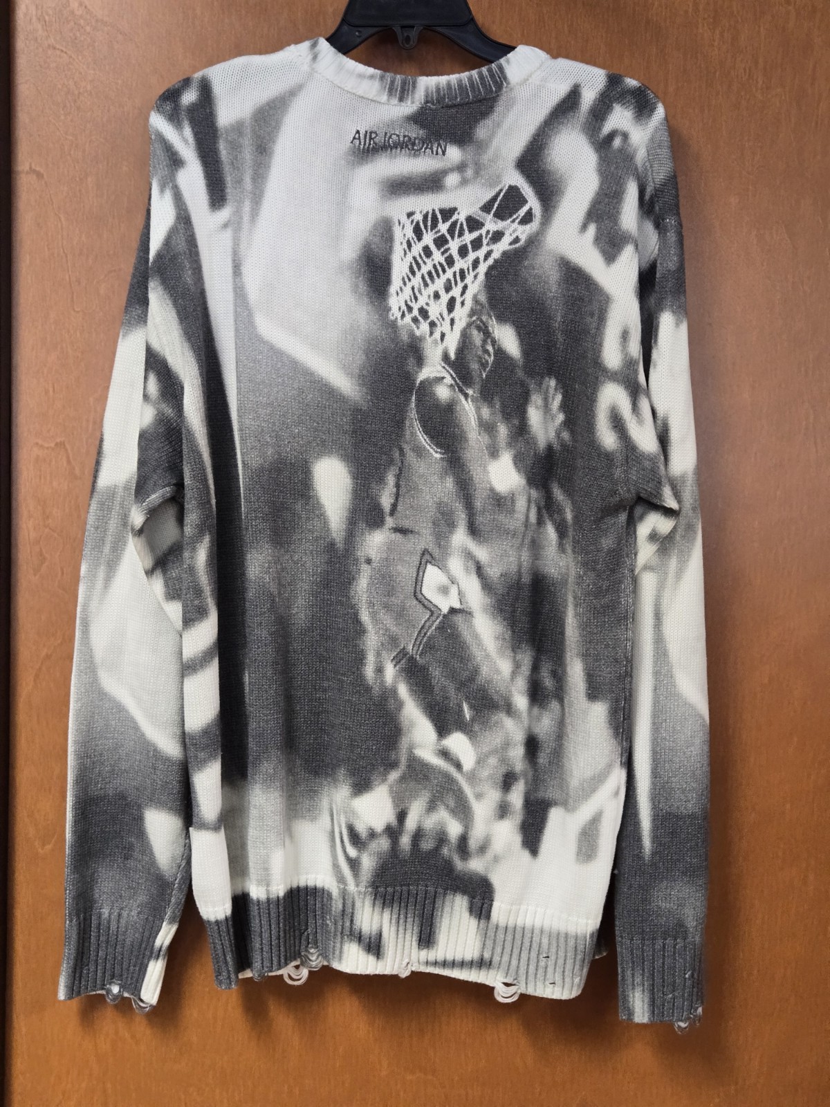 Air Jordan Crew Knit Sweater HQ1635-133 AOP Men’s Grey White Black Choose Size