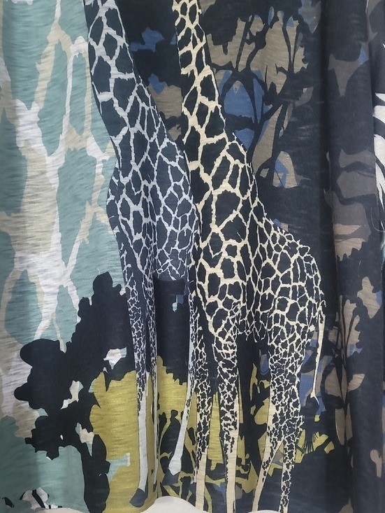 Jess & Jane Kenya Giraffe Wearable Art Tunic Top Size 3X Long Sleeve Made USA