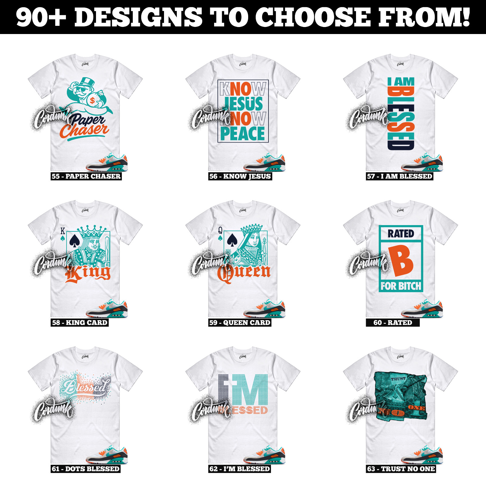 Miami Air Max 90 Dolphins White Pitch Blue Turbo Green Sneaker T Shirt to Match