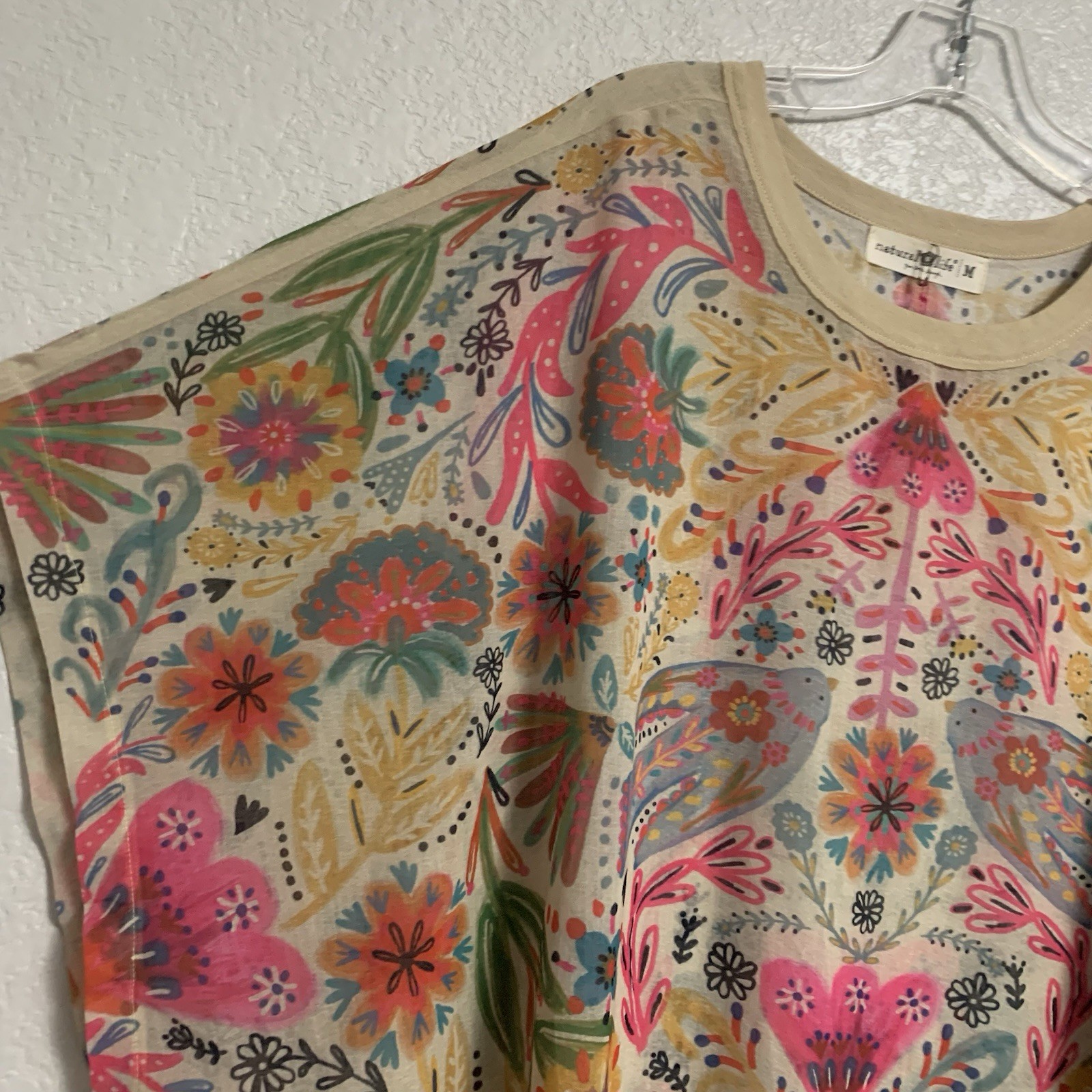 Natural Life Dress Size M Happy Days Shift Oversized Floral Sheer Boho Beach