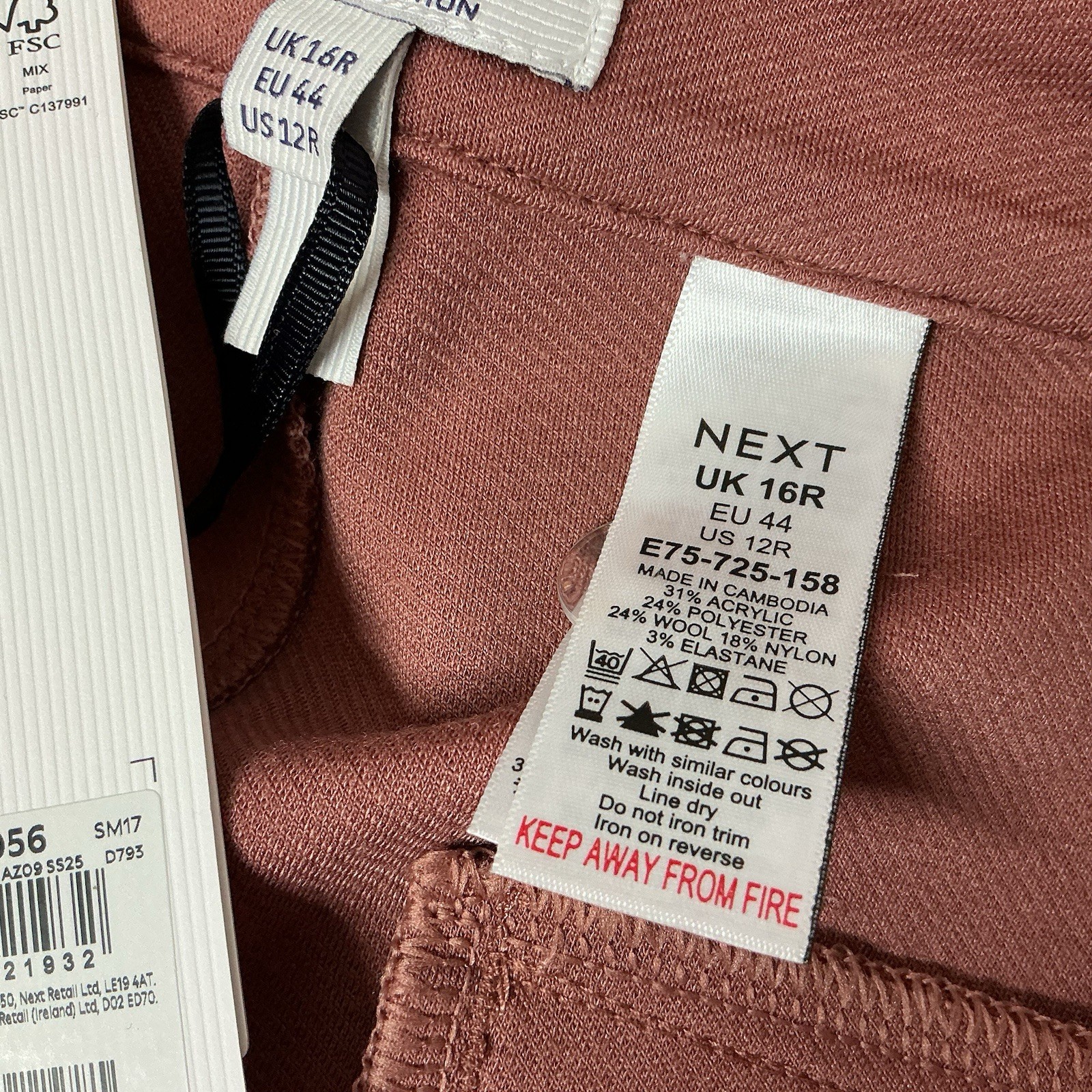 LADIES NEXT RELAXED STRAIGHT SALMON PINK TROUSERS SIZE 16 R BNWT (504E)