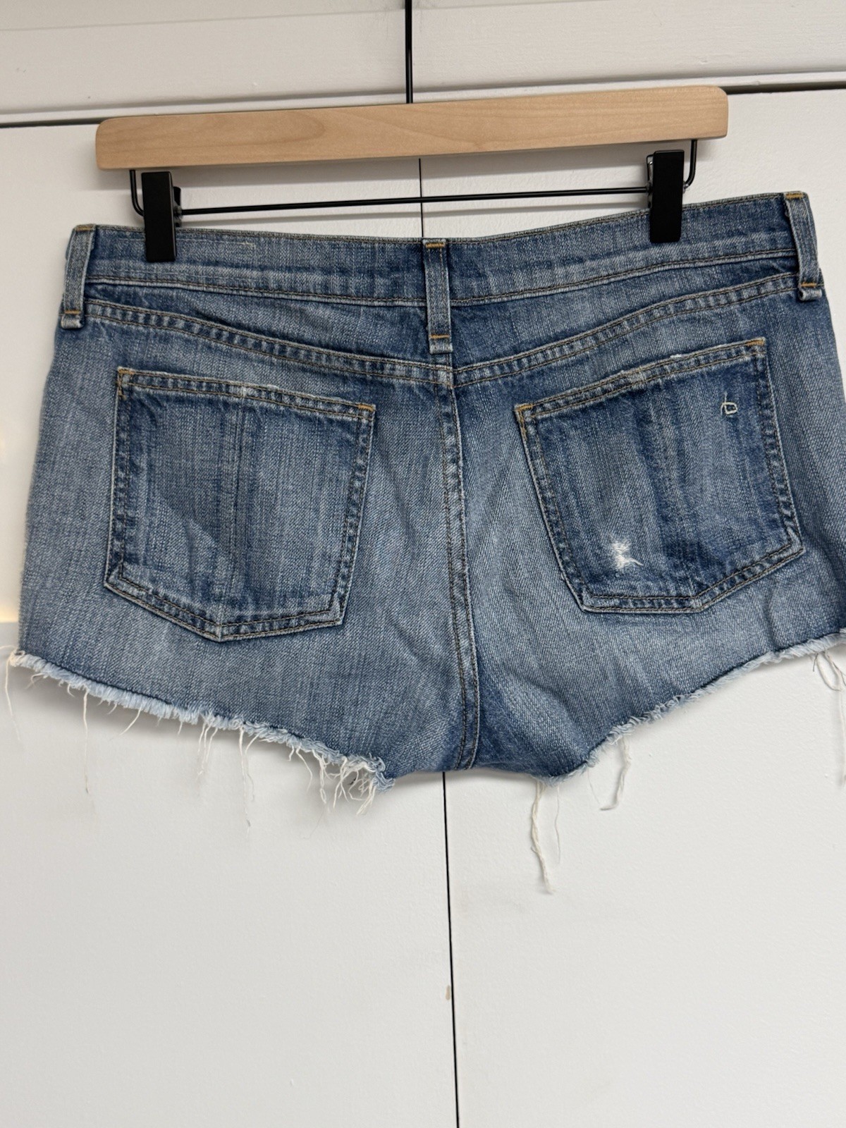 rag & bone JEAN Mila Shorts Moss Distressed Raw Hem Denim Size 29 W1911K800