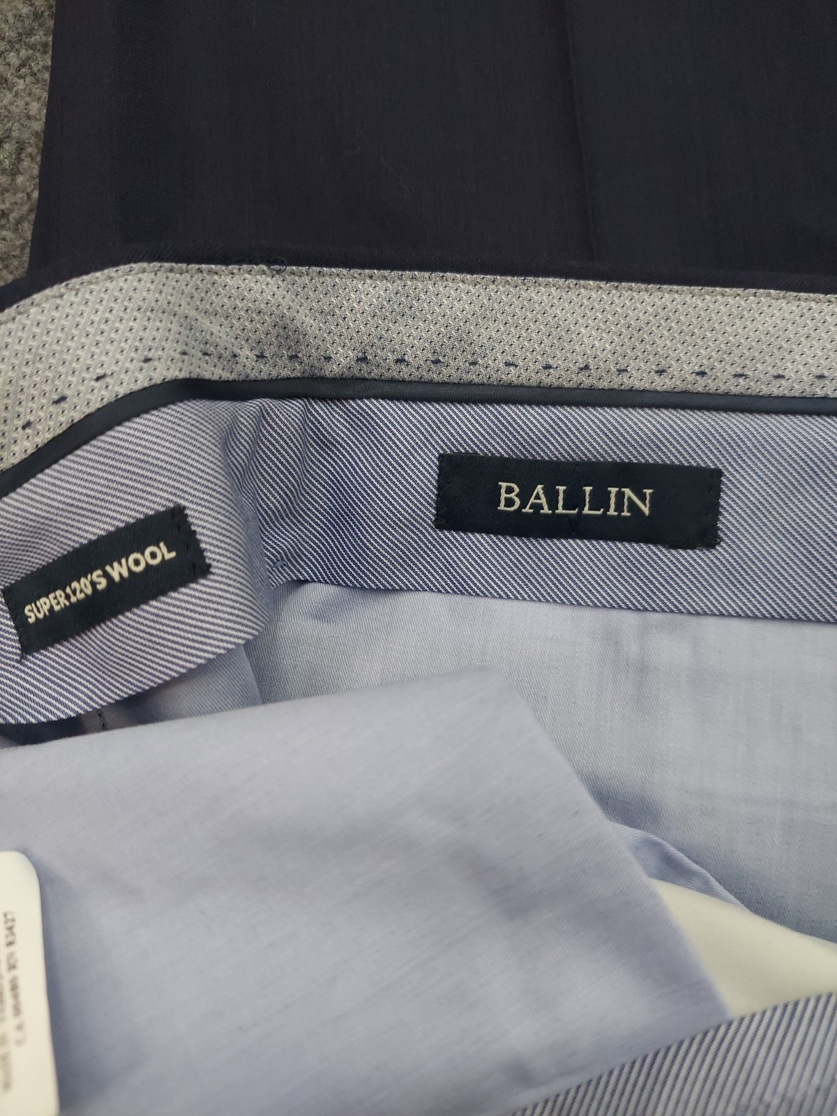 Ballin Pants Mens 35 Blue Super 120s Wool Dunhill Comfort Eze Unhemmed NWT