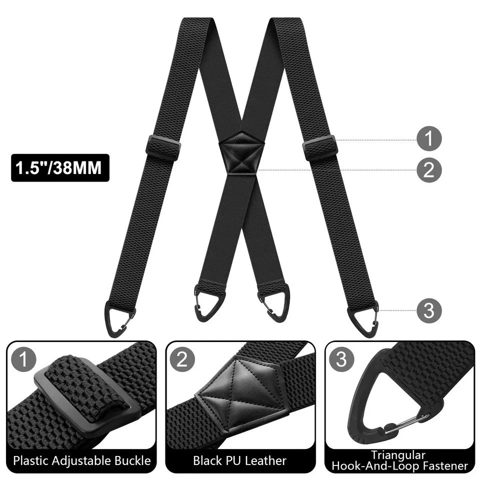 Suspenders for Men Heavy Duty, X Shape Back Hidden Suspender 1.5″ Under Clothing