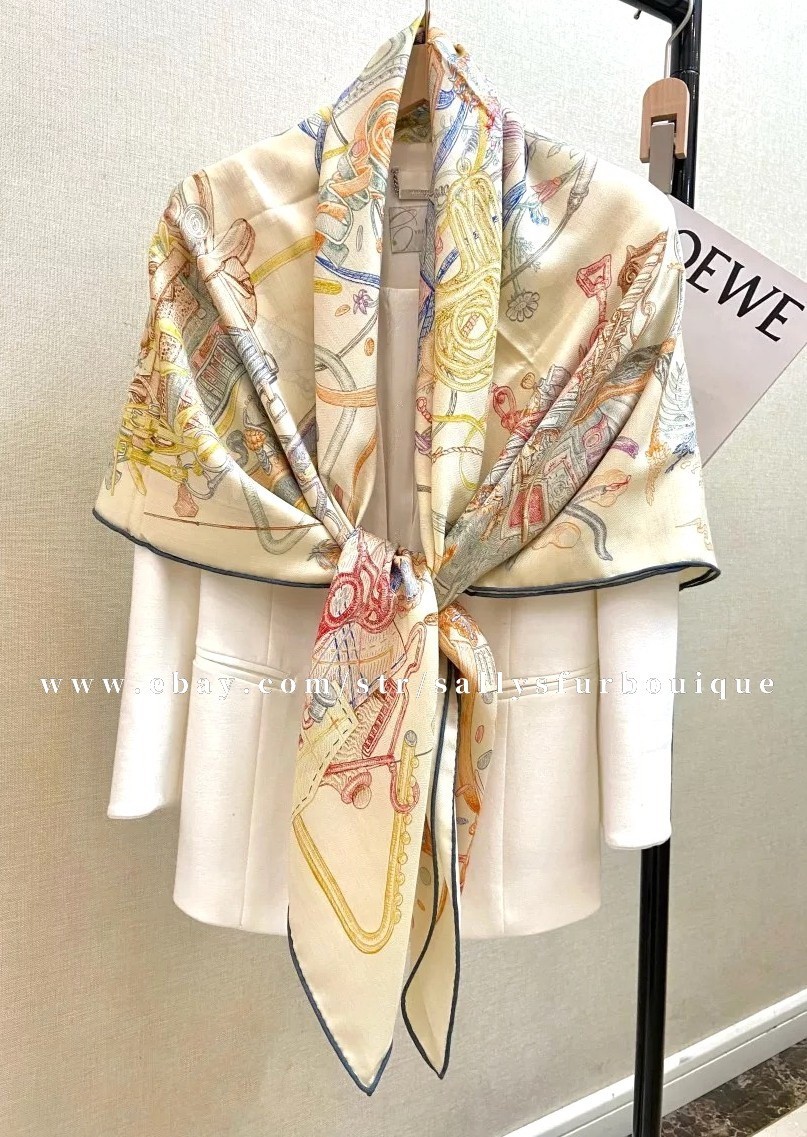 2026 Sallys 70% Cashmere 30% Silk Wrap Scarf Future Print Double Face Shawl 53″
