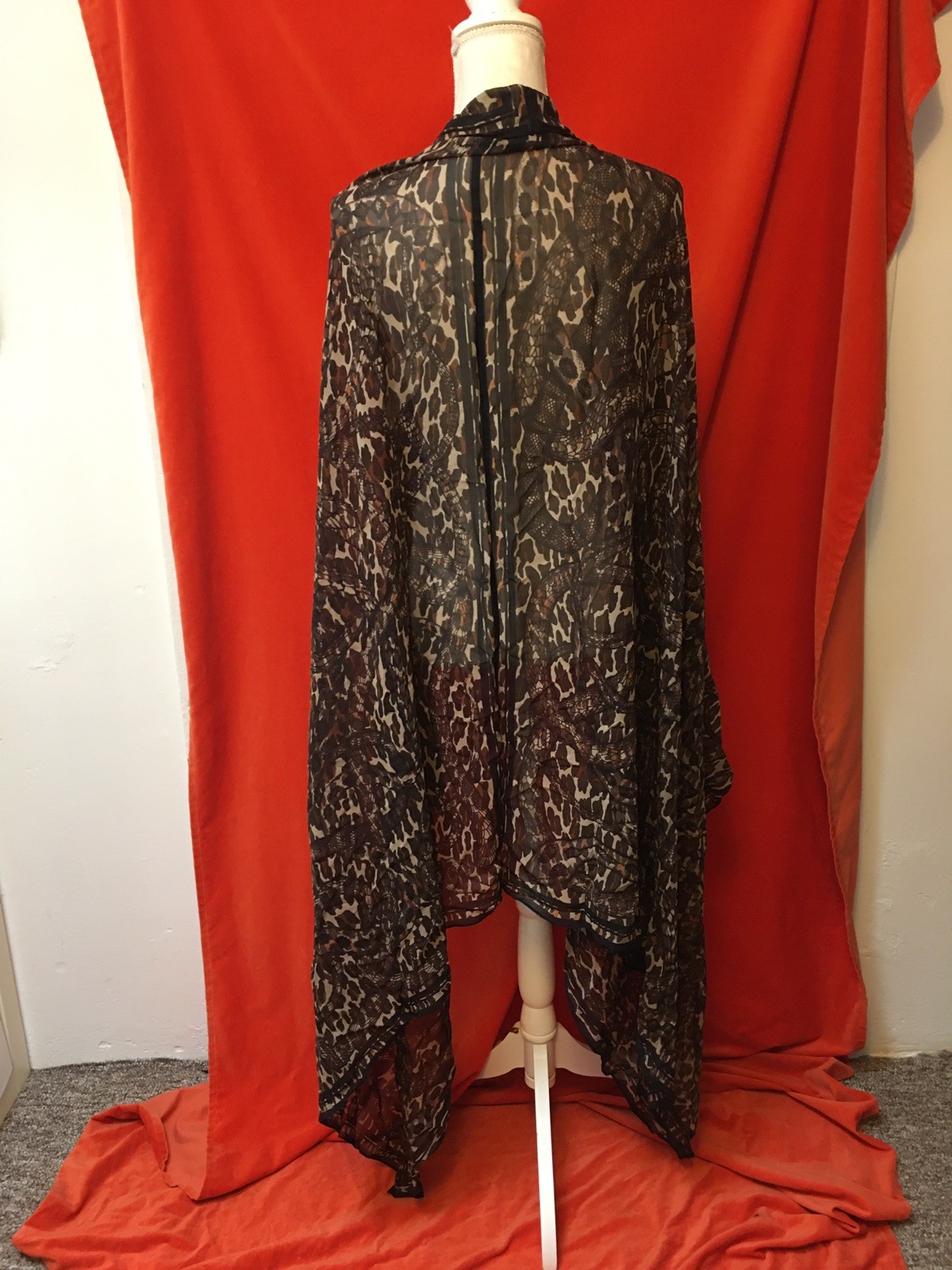 Barbara Bui silk oversized wrap scarf rectangle brow leopard and snake print