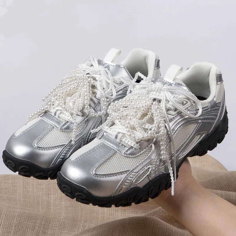 One Pair Silver Lace Shoelaces Thin Round Laces Sneaker Sport DE Training Shoes