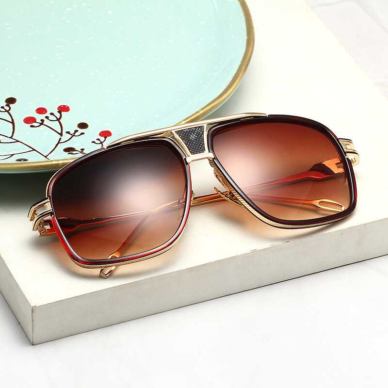 OVERSIZED Square Pilot Sunglasses Metal Bar Retro Mens Women Fashion Glasses US