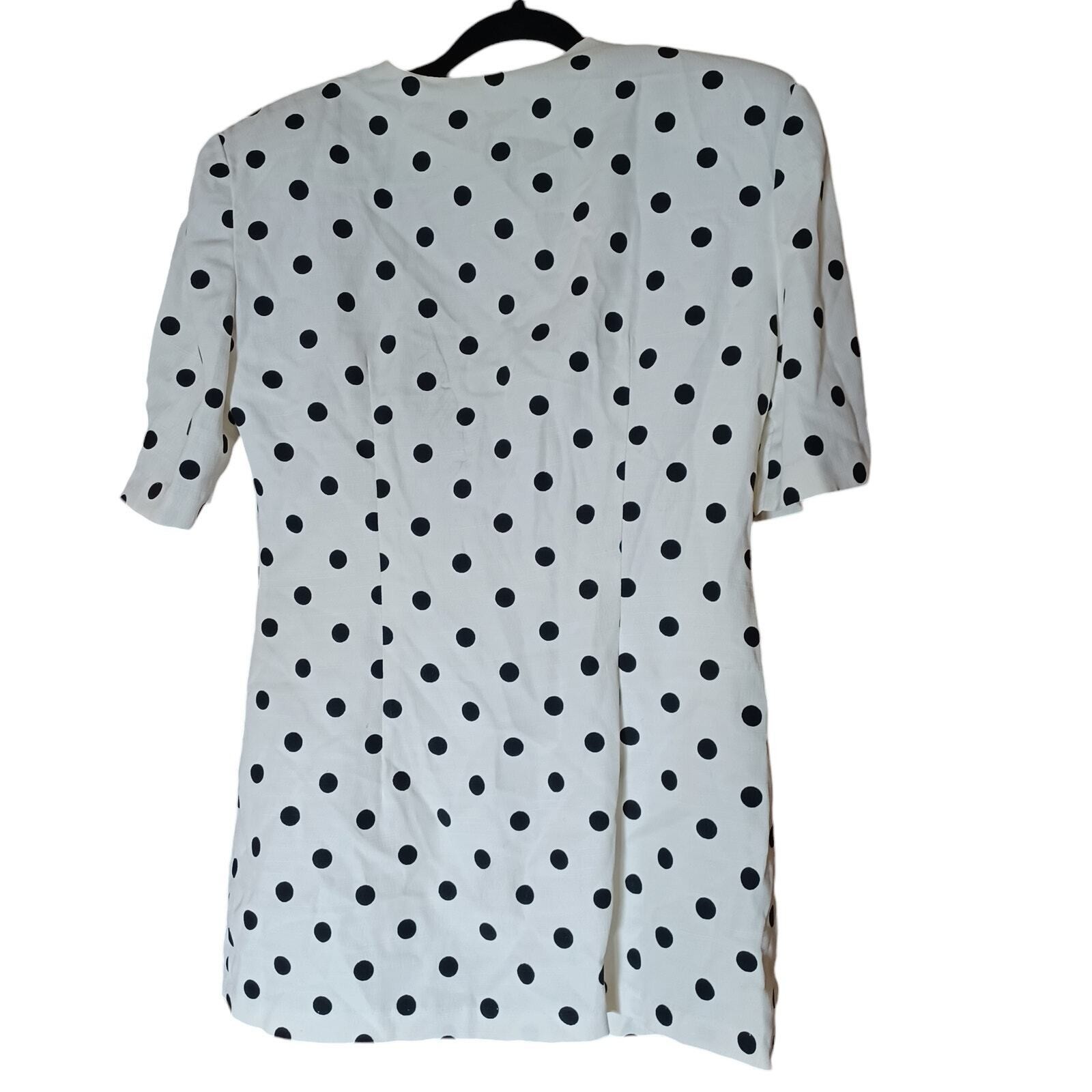 Scarlett Vtg Union ILGWU Twee Shoulder Pad Mod Retro Polka Dot Blouse 7
