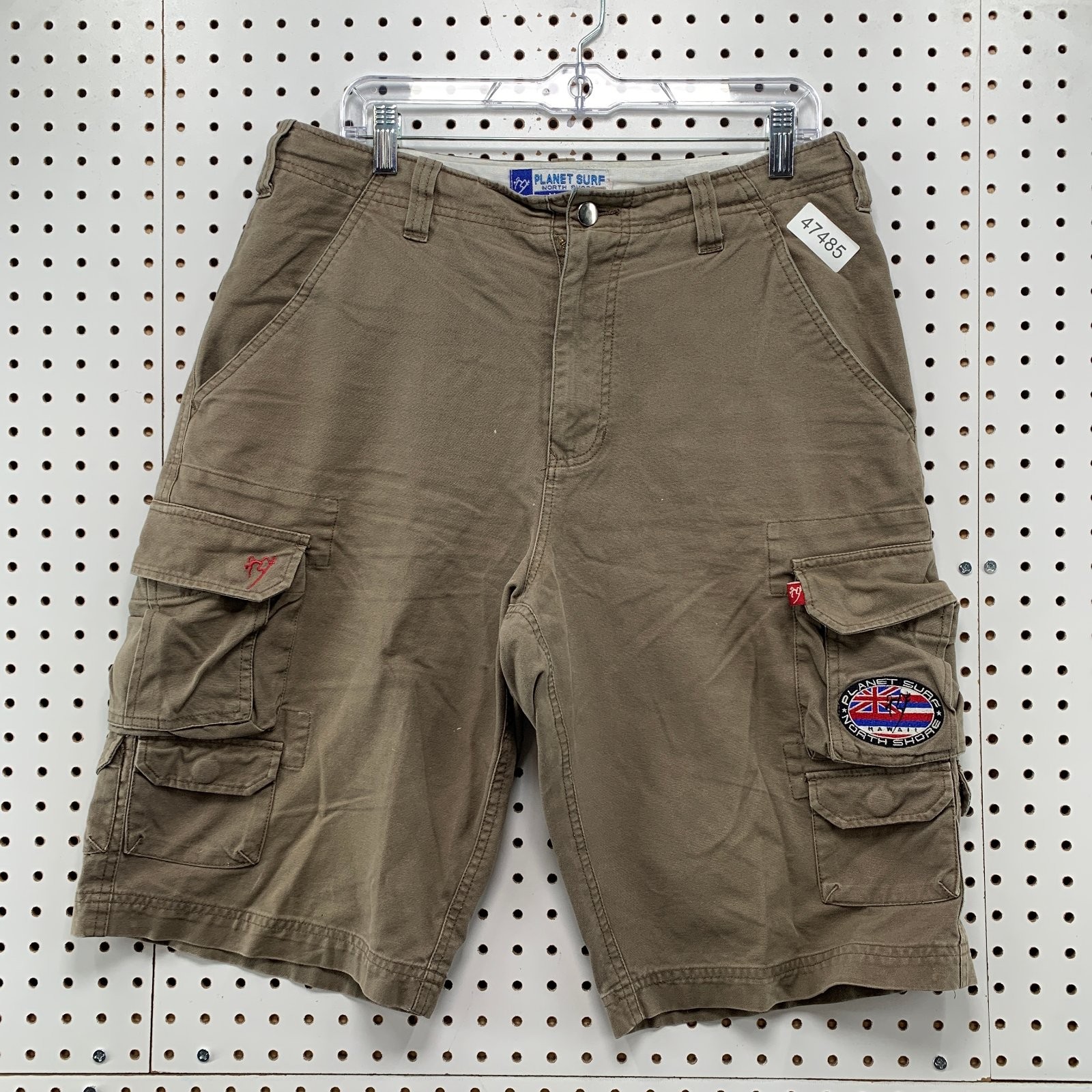 Vintage Planet Surf Cargo Khaki Shorts Mens 33×13 Surf Beach Brown Utility