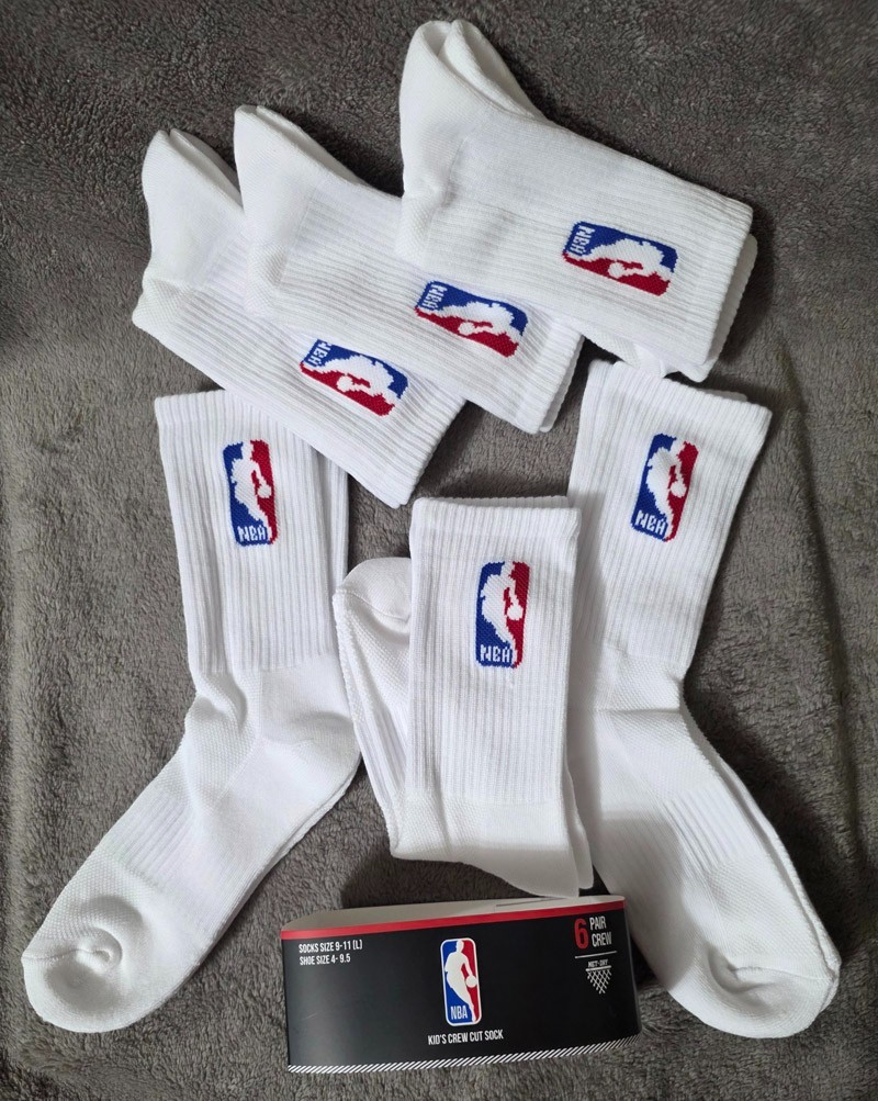 NBA 6-Pack Kid’s Crew Cut Socks Shoe Size 4-9.5 / Socks Size 9-11 (L)
