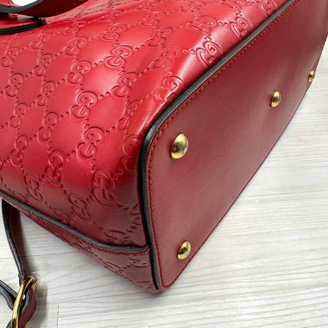 GUCCI Shoulder Bag Guccissima Red Leather Size: W11.4xH9.8 in. Strap: 43.3″