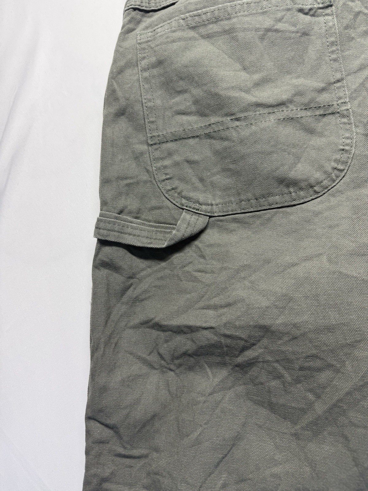 Dickies Pants Mens 42×30 Green Canvas Carpenter Relaxed Hammer Loop Workwear