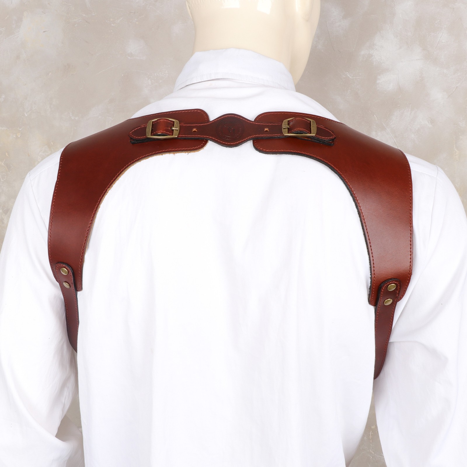 Tourbon Leather Men’s Suspenders Harness Punk Chest Vintage Hooks Pants Braces