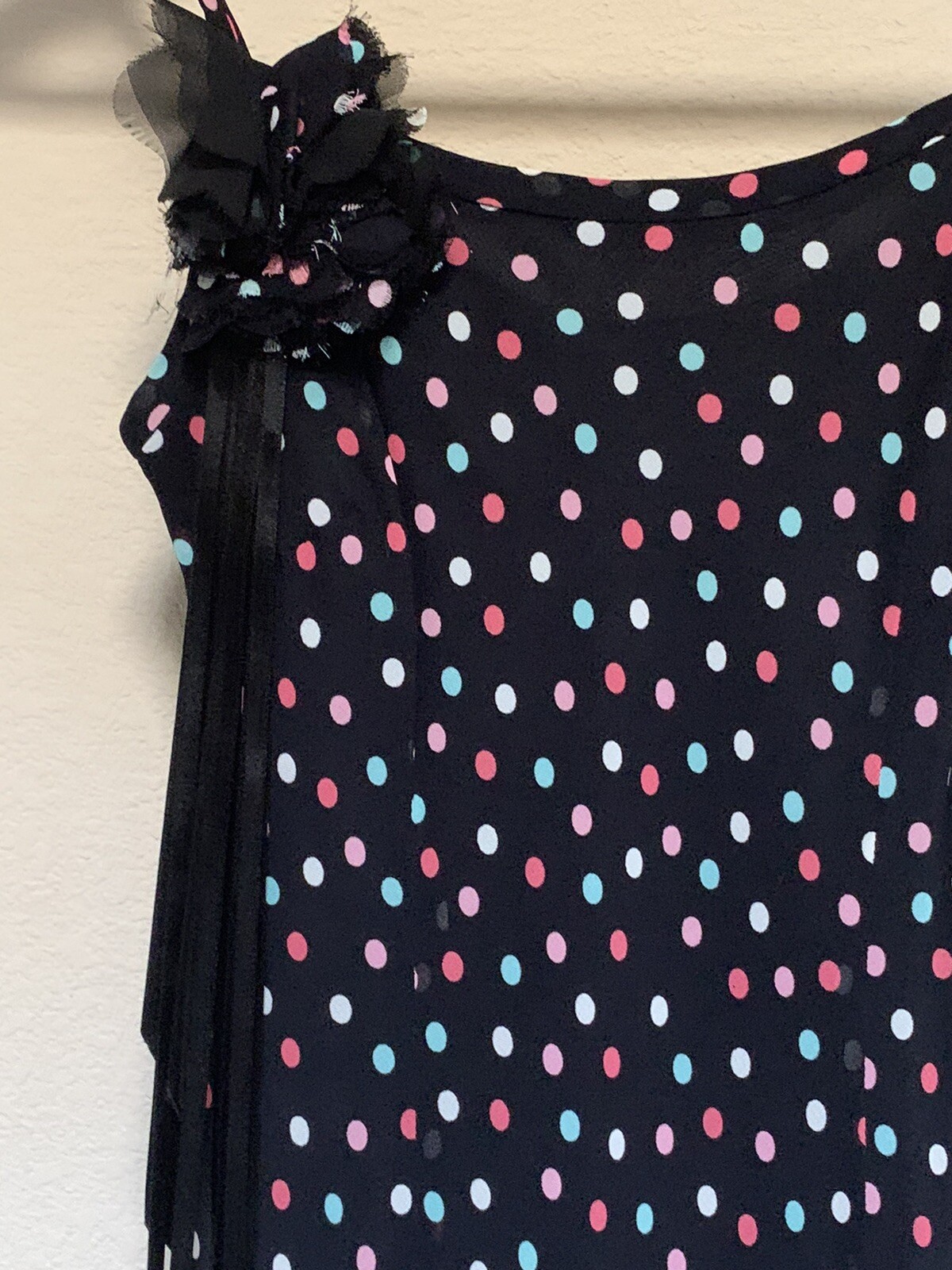 Designer Evan Picone Women’s Petite Dress Size 2P Black Polka Dots Lined Zig Zag