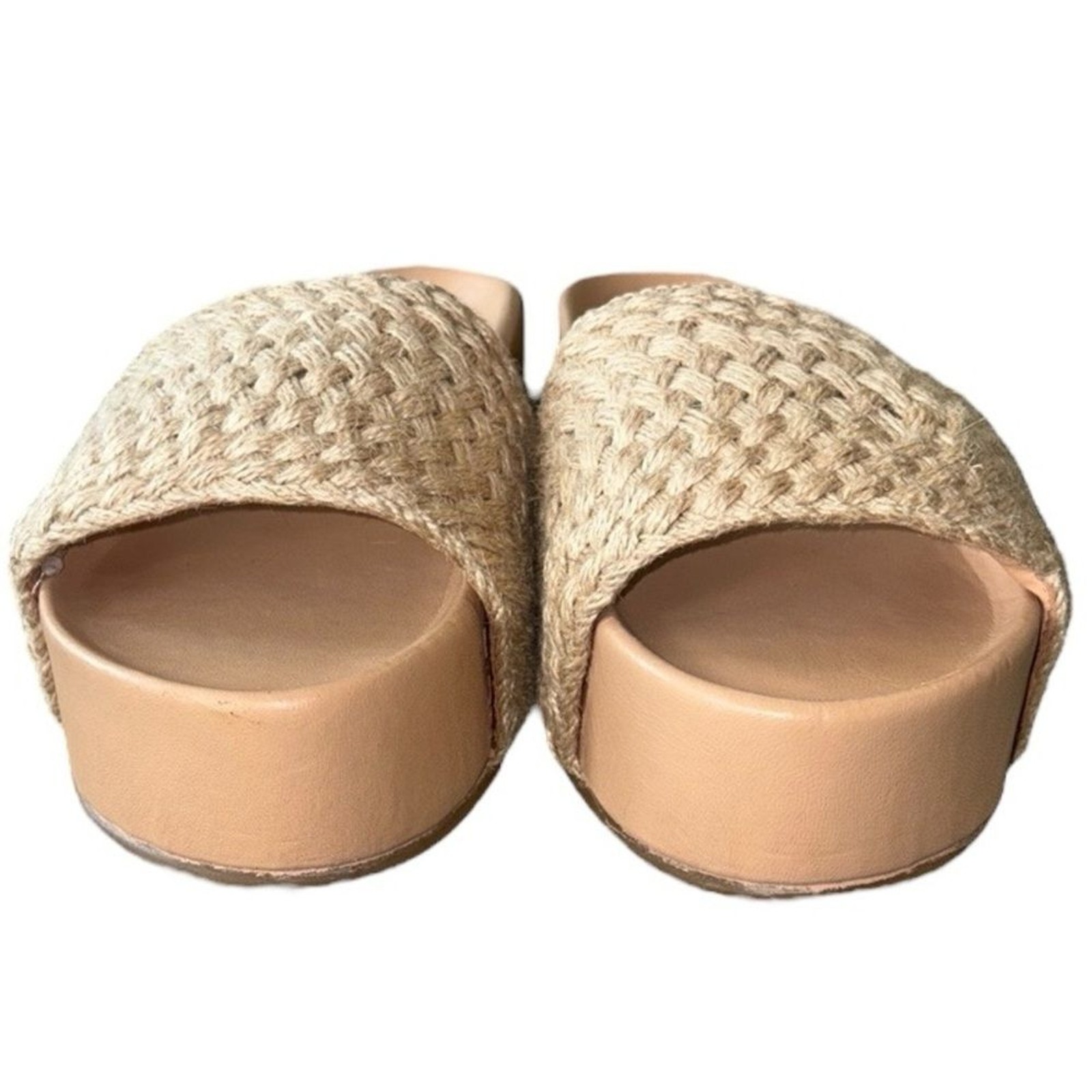 NWT RARE Beek Tan Woven Jute Leather Platform Sandals Slides – 10