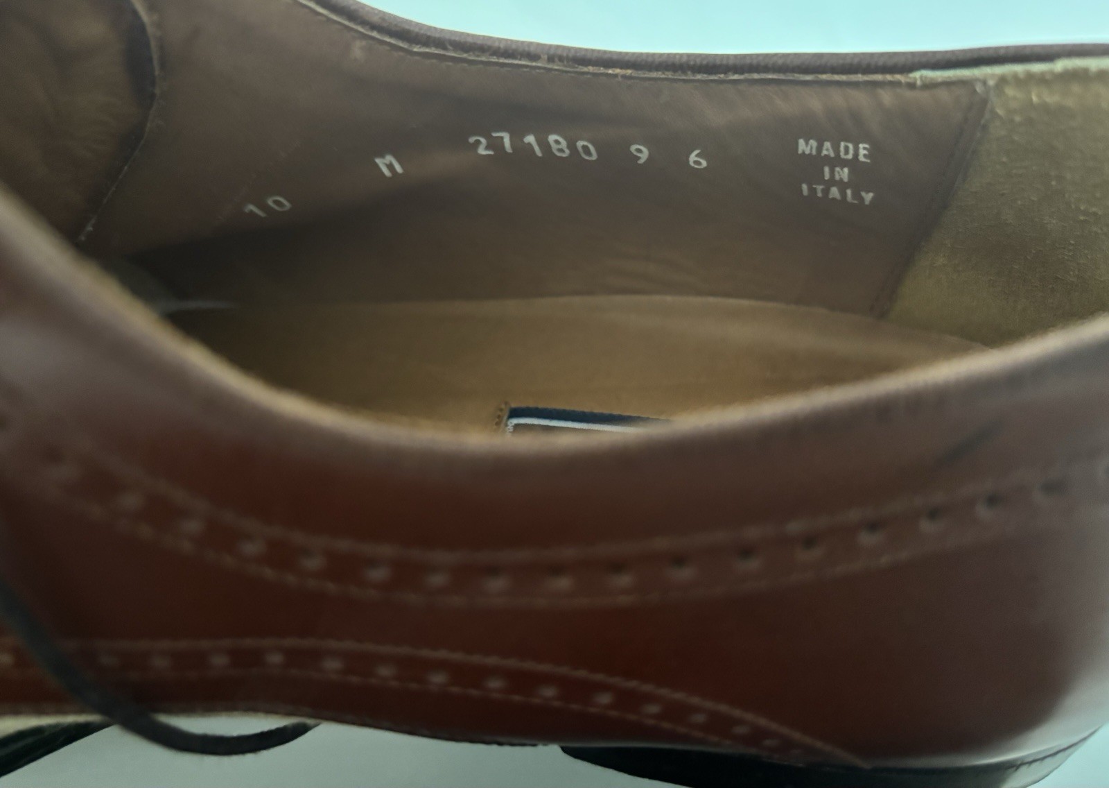 Bostonian Florentine Shoes Size 10 Brown Leather Linen Spectator Wingtip Italy
