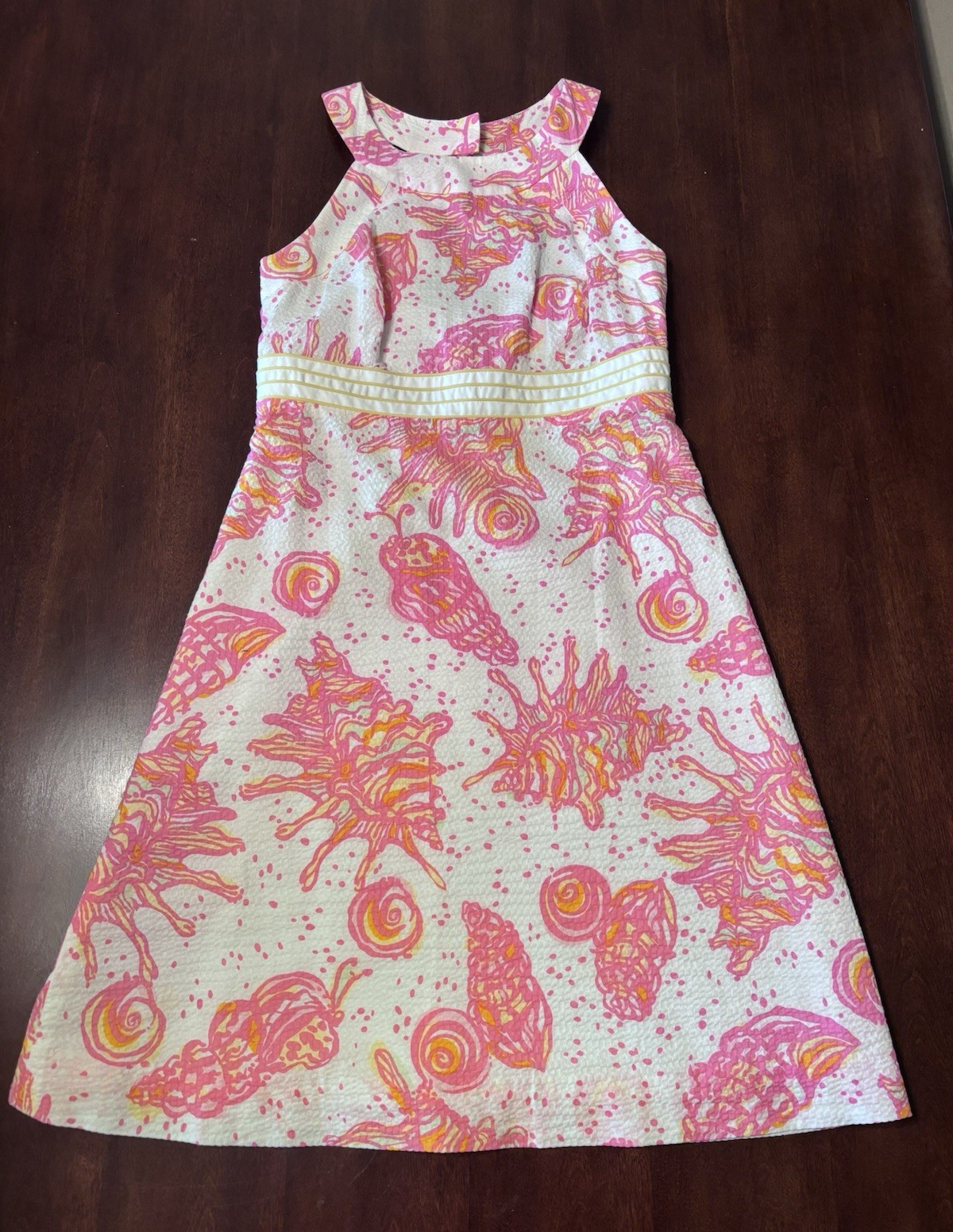 Lilly Pulitzer women’s 2 A-Line Knee Dress Sleeveless Sea Life Pink Zip Lined