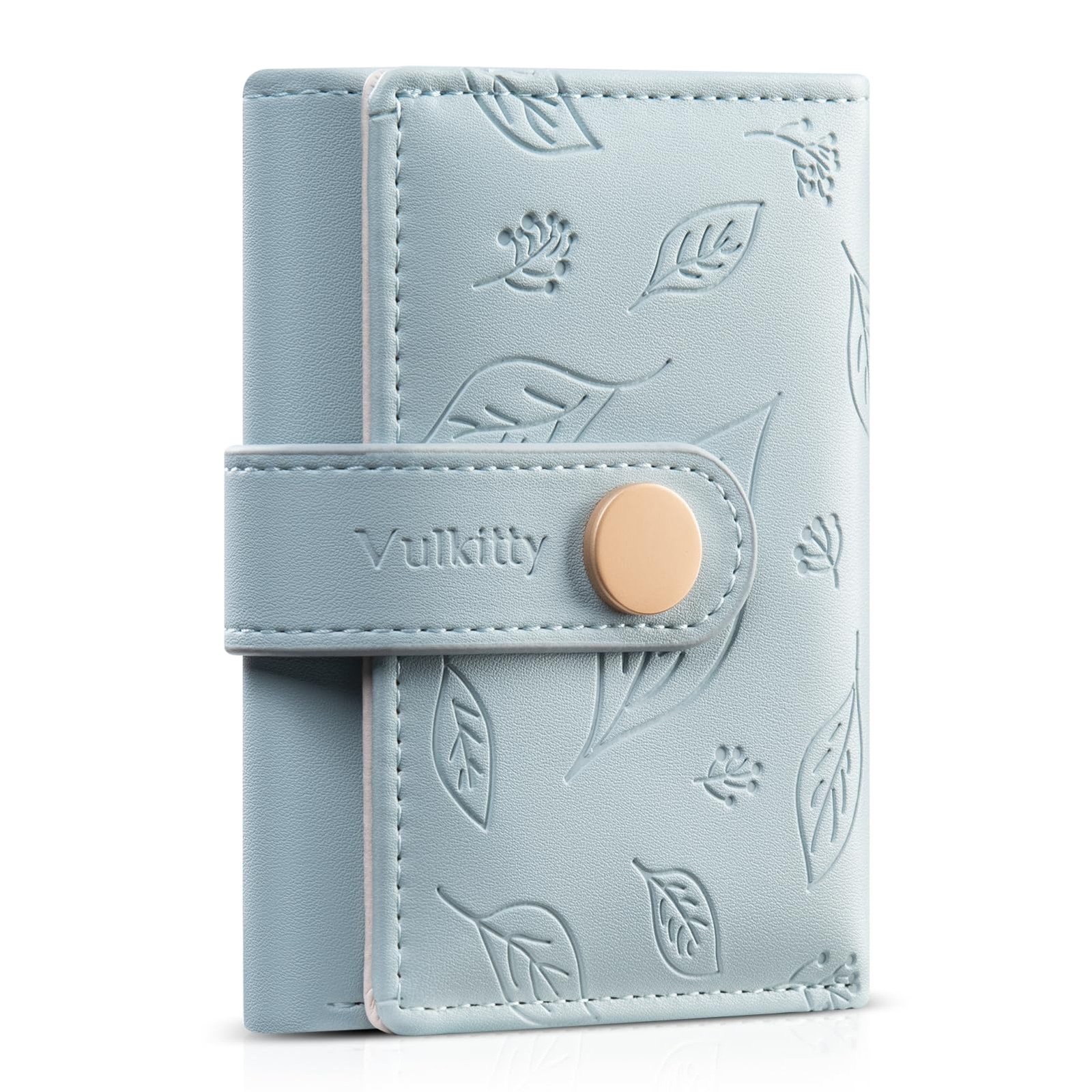 Vulkitty Small Wallet for Women, Trifold 4.13 × 3.19 × 0.86 inches, Blue