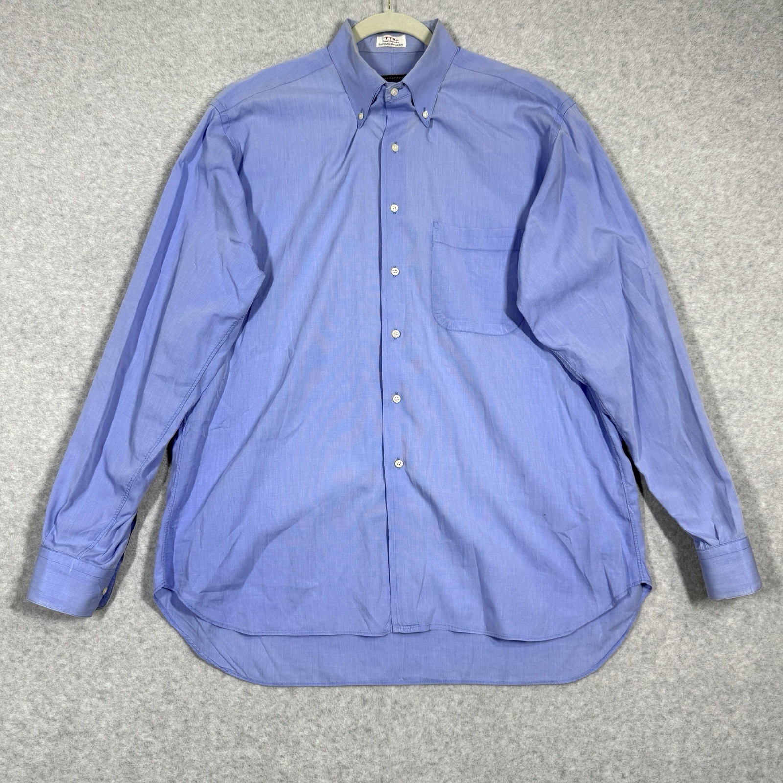 Burberry London Shirt Men 17 36 37 Blue TTX 2×2 Cotton Broadcloth Dress USA Made