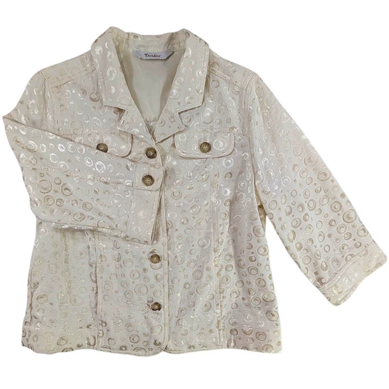 Tan Jay Champagne Shimmer Viscose Jacket Womens 12 Mother of the Bride Elegant