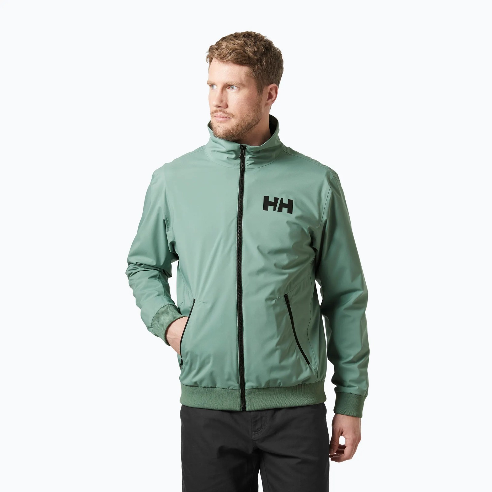 NWT Helly Hansen Men’s HP Racing Bomber Jacket Windbreaker, Cactus Green, Large