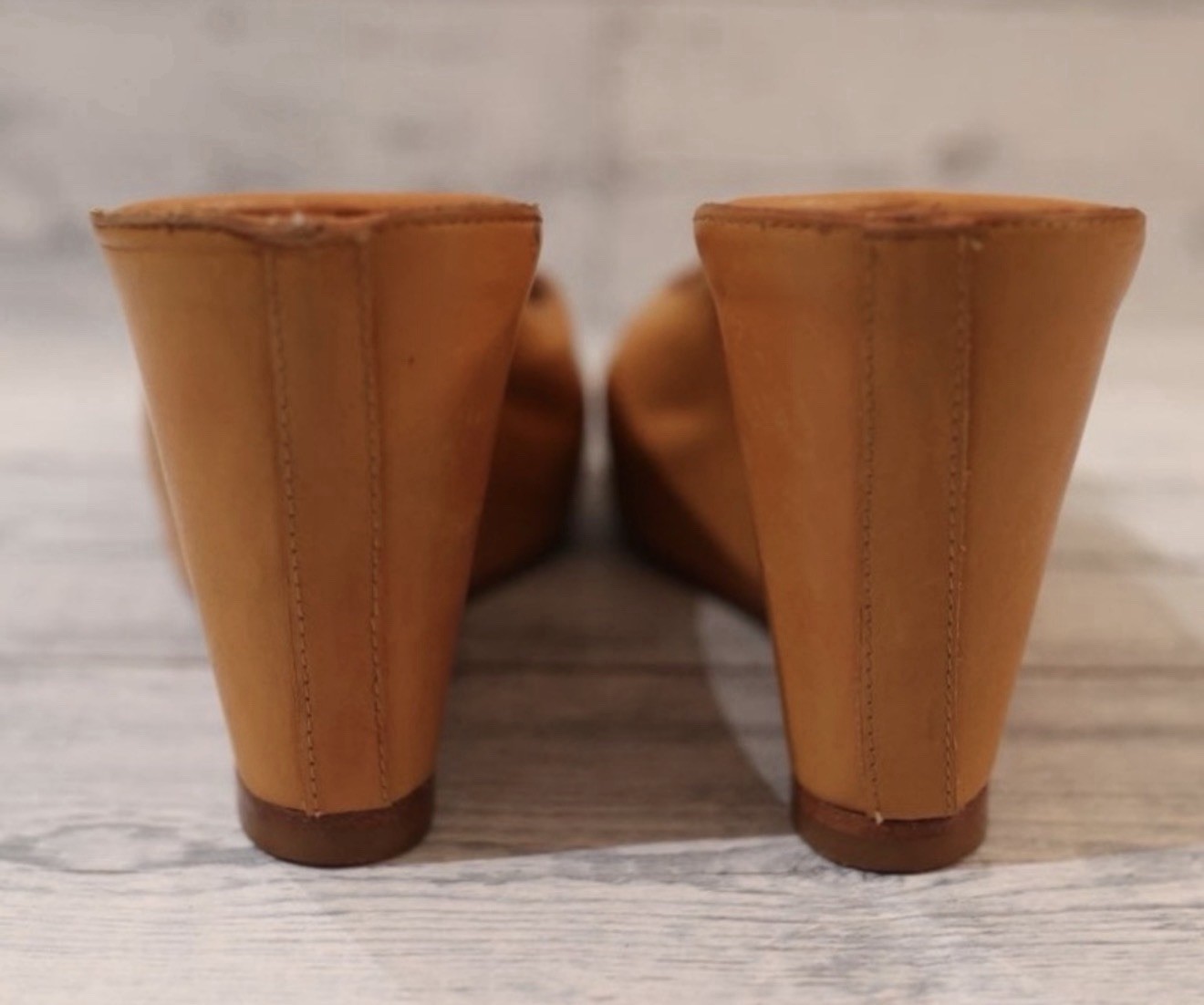 Jessica Bennett Leather Peep Toe Wedge Shoes 6.5 M