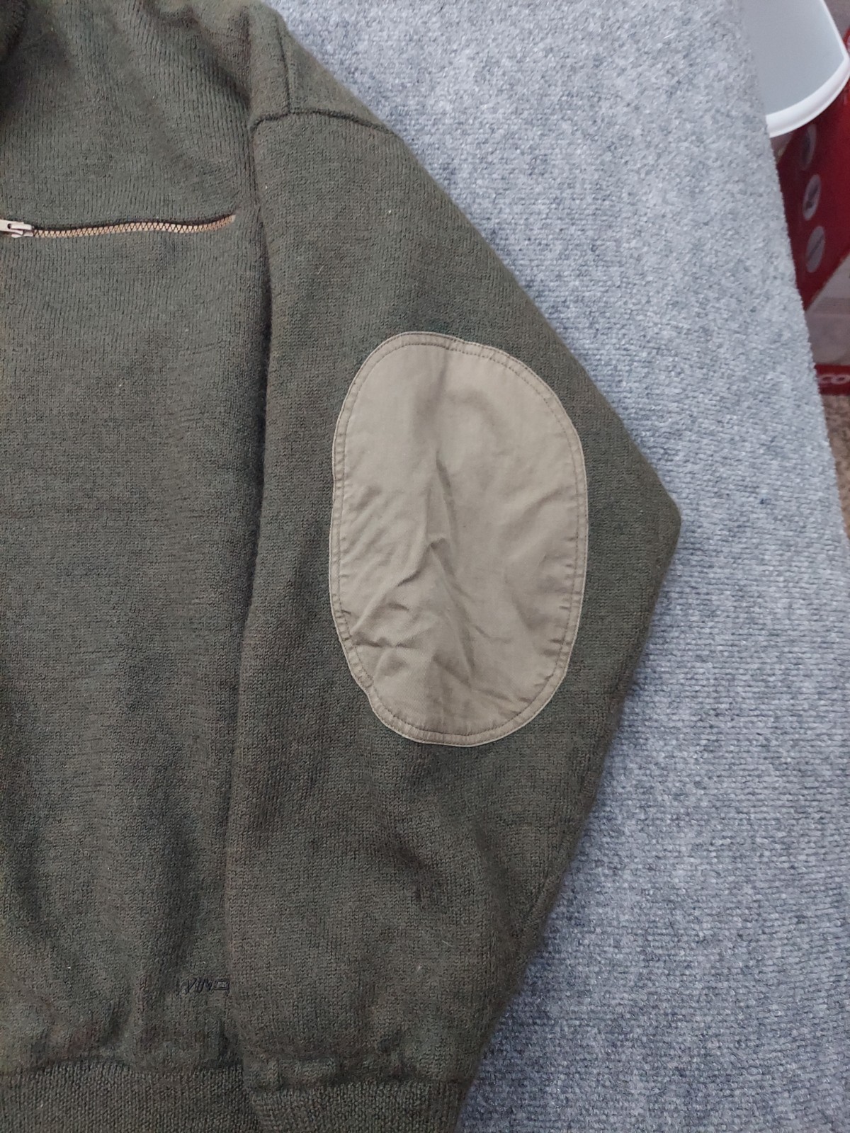Cabelas Windshear Wool Sweater Mens 3XLT Olive Green Elbow Patches 1/4 Zip READ