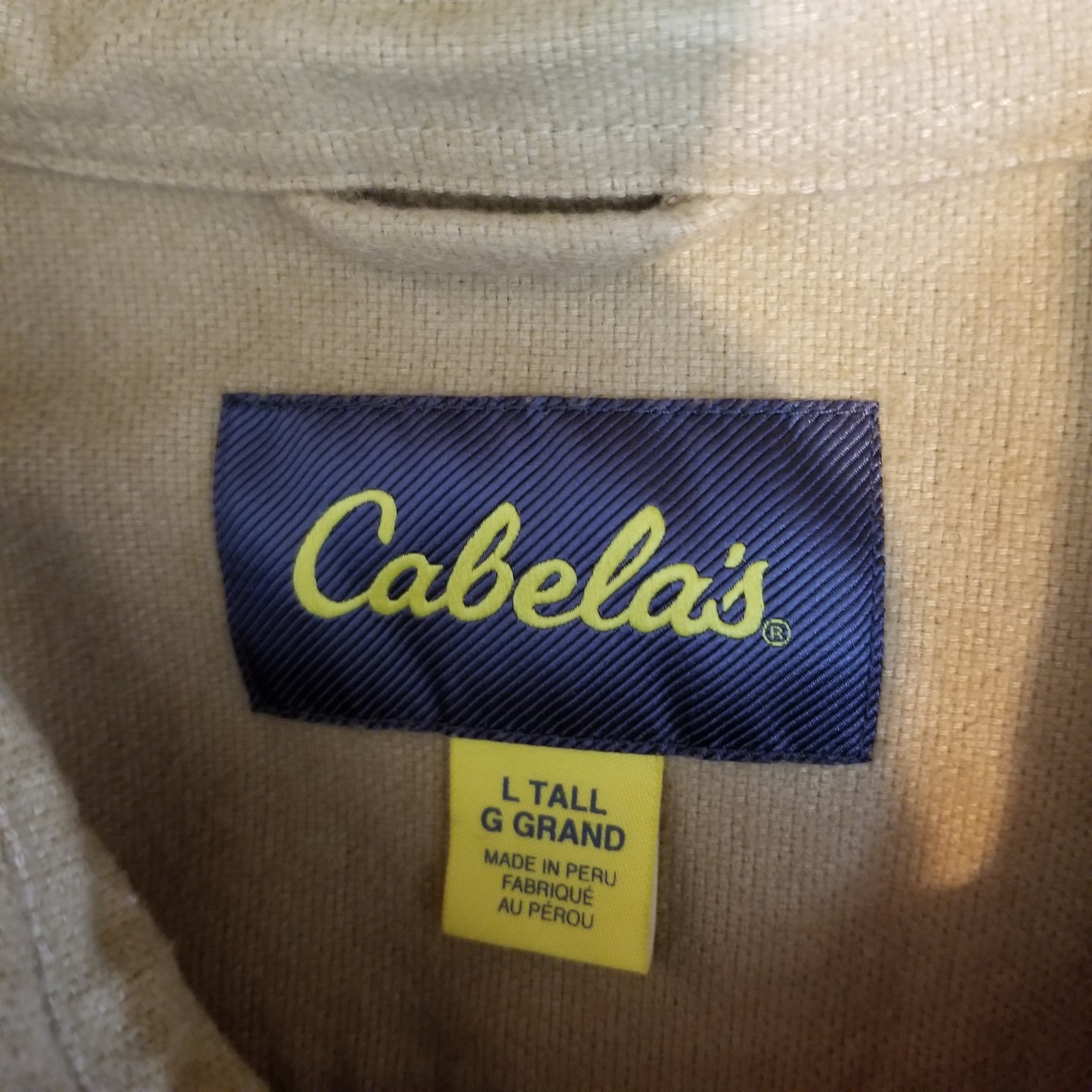 Cabelas Chamois Work Shirt Tan Cotton Long Sleeve Button Up Mens Large Tall