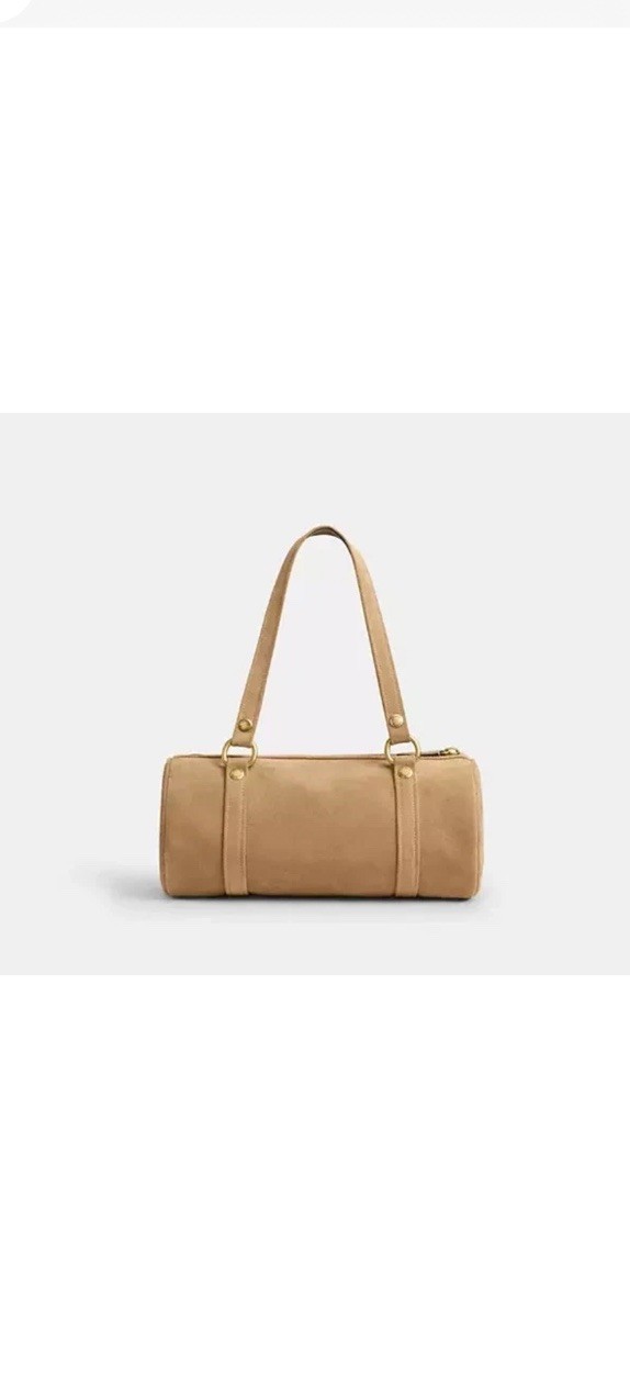 Coach Kisslock Barrel Bag In Soul /Tan Suede Brass Hardware Nwt 💕