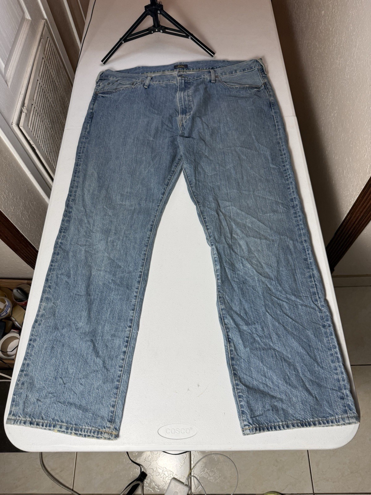 Polo Ralph Lauren Men Hampton Relaxed Straight Jeans 44X32 Blue Pocket Denim NEW