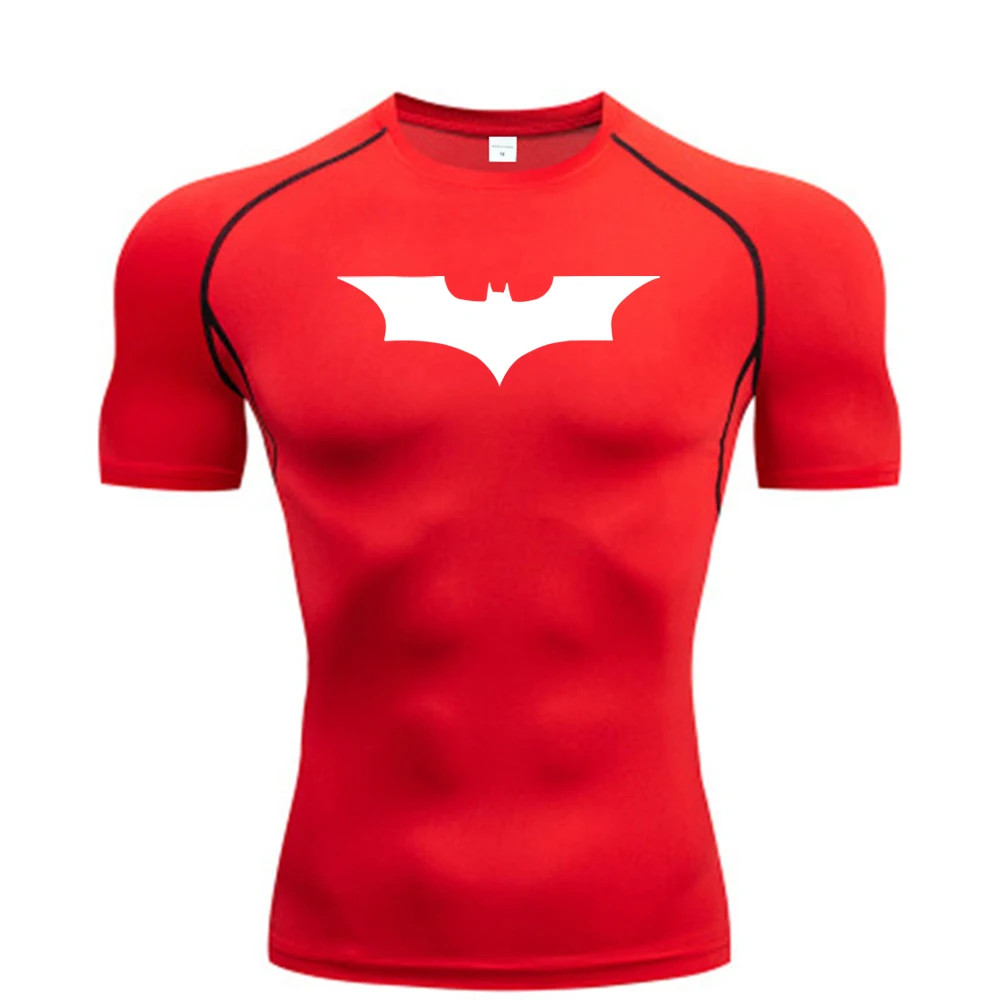 Bat Printed Men’S Tight T-Shirt Running Compression Compression T Shirt Gym Fitn