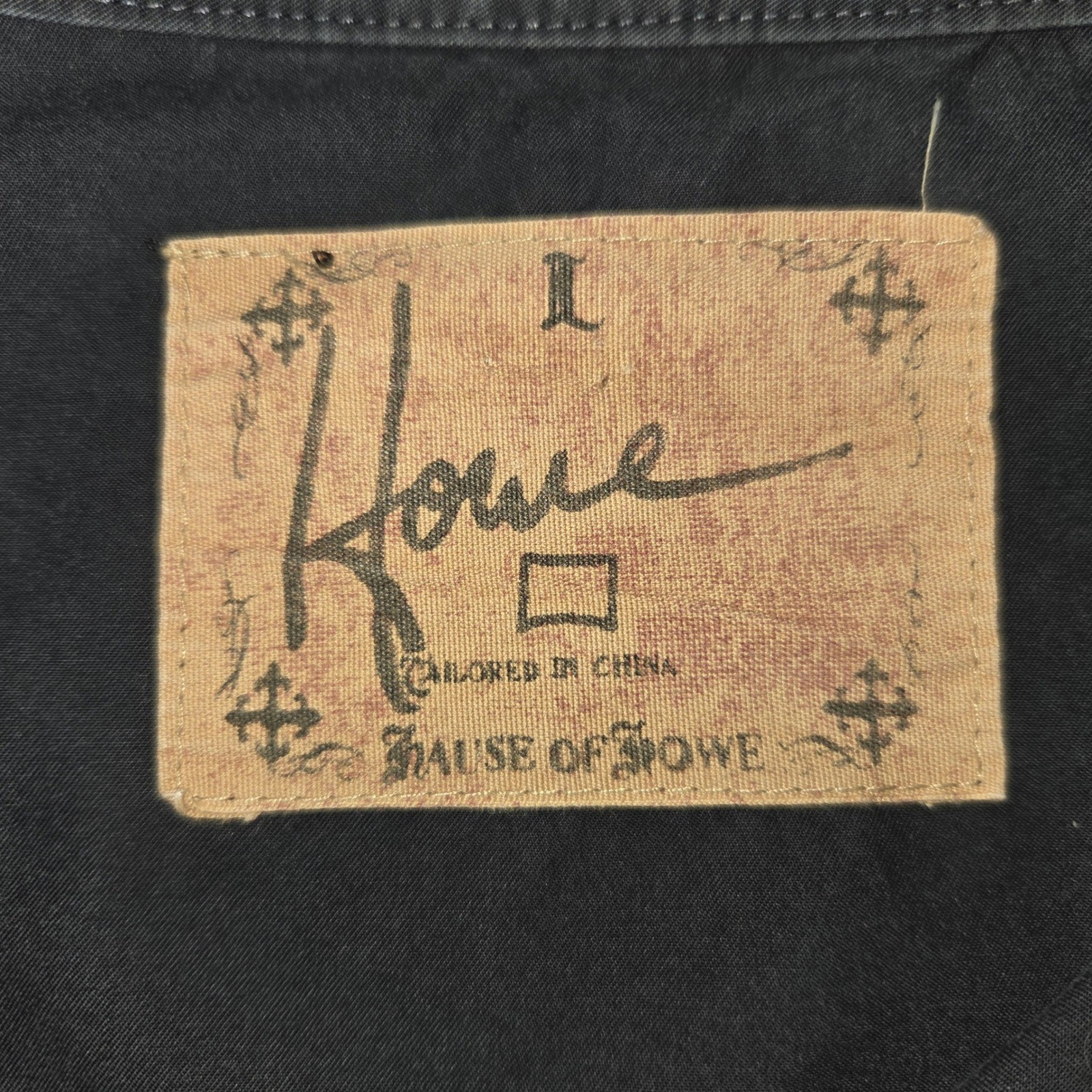 Howe Button Up Shirt Mens L Black Western Cowboy Yoke Multi Button Cuff Cotton