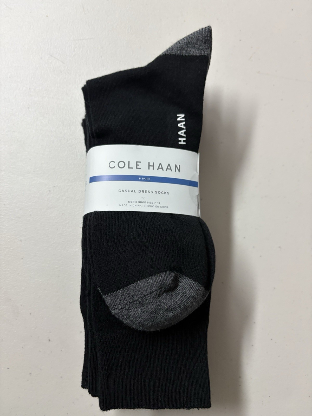 Cole Haan Men’s Casual Dress Socks Black 6 Pairs