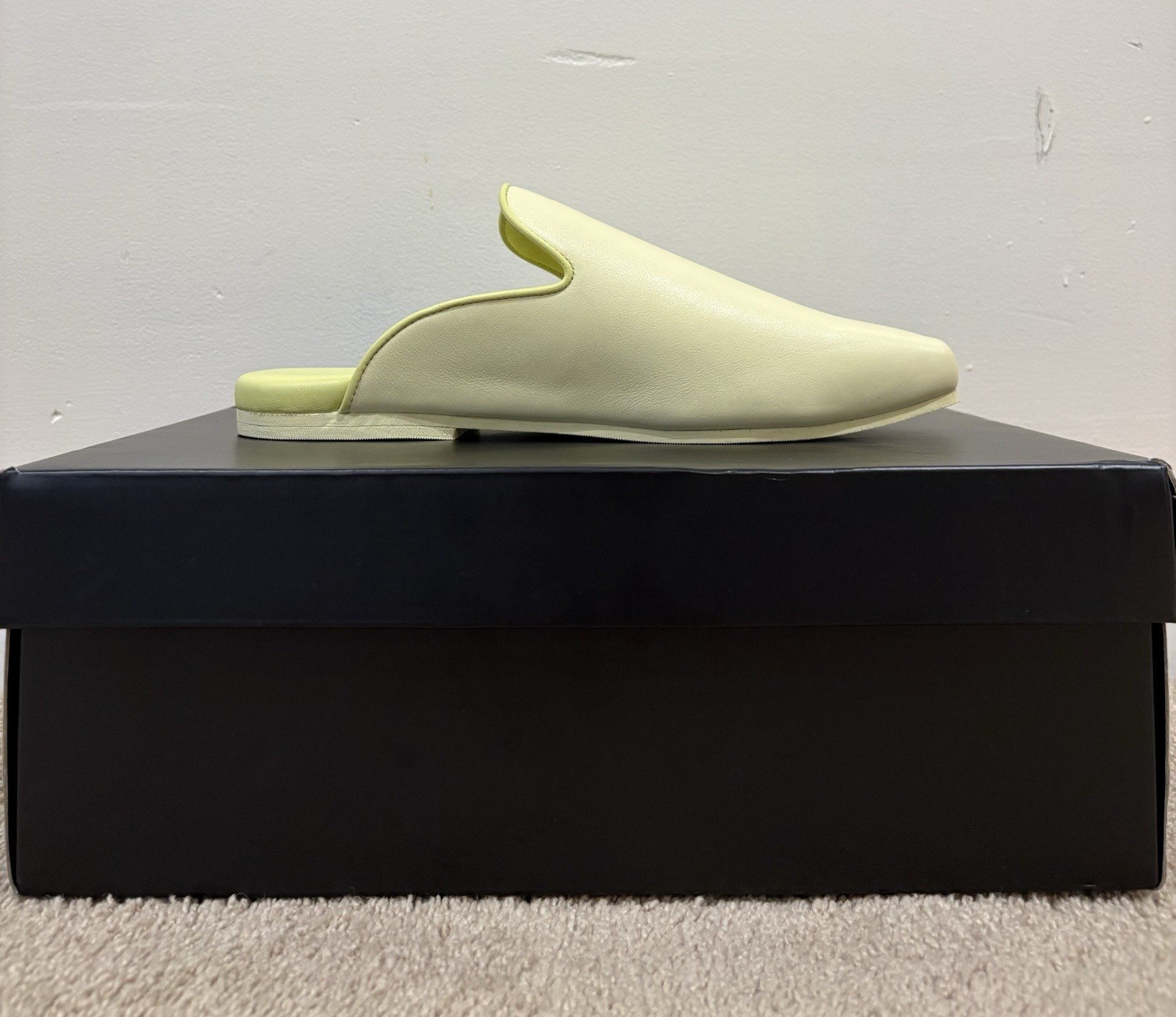 GOAT Yellow Leather Slip-On Mule Sandals Logo Accent Unisex Adults US Size Large