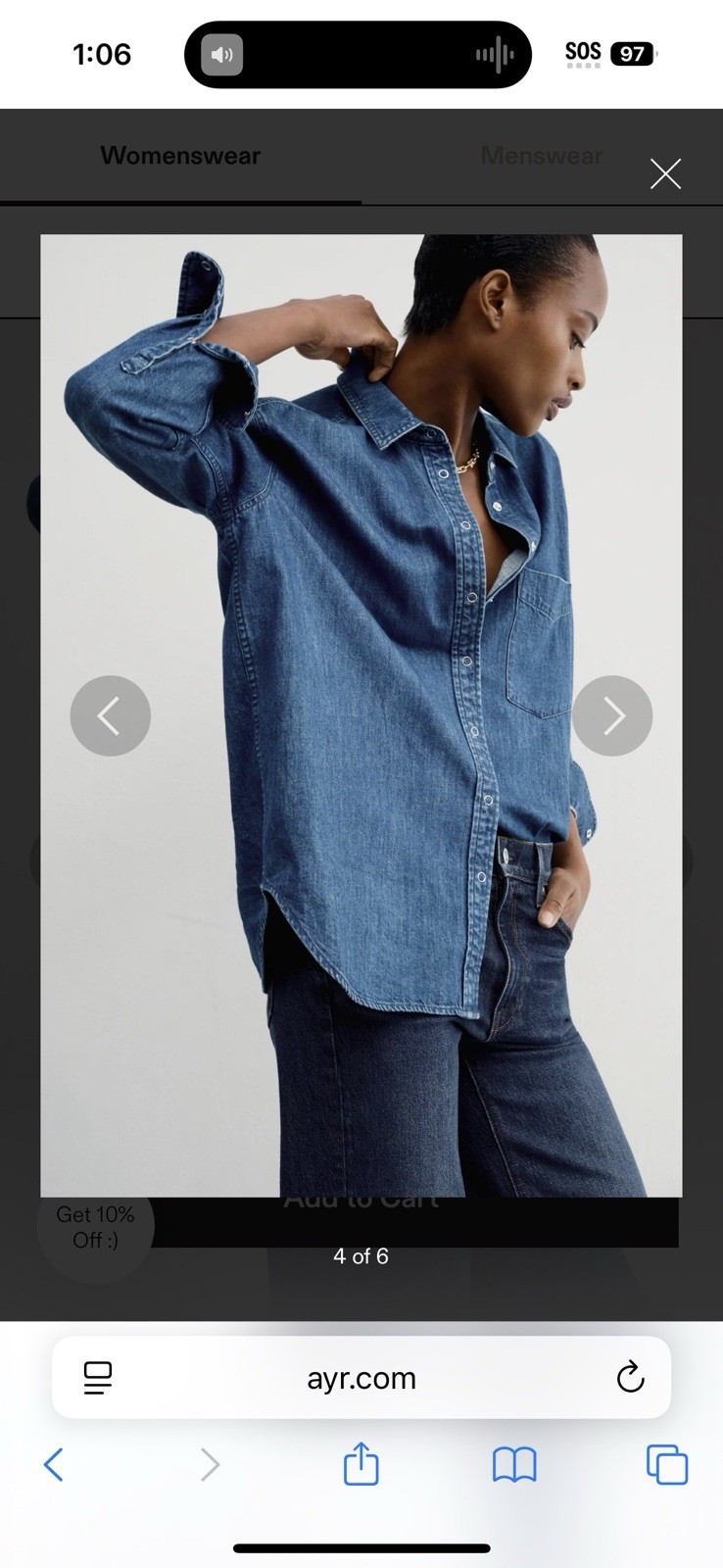 AYR The Deep End Oxford Button Down Shirt Women’s Size Small Deep Denim Blue