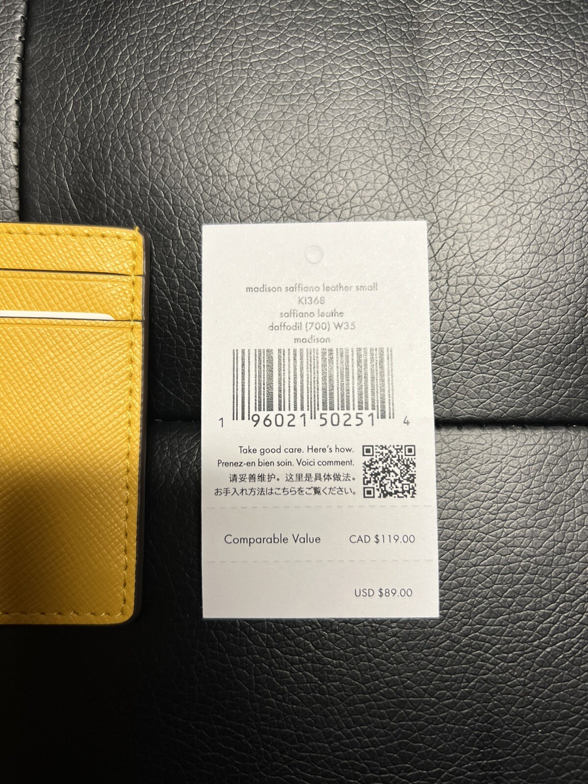 BRAND NEW! Kate Spade Daffodil Madison Small Slim Card Holder KI368 Retail $89