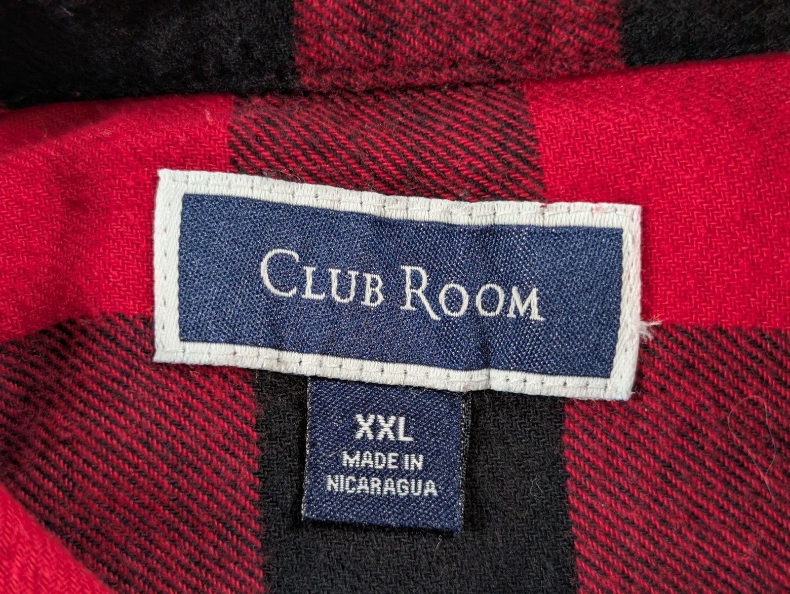 Club Room Flannel Shirt Mens XXL Red Plaid Button Down Pocket 100% Cotton Casual