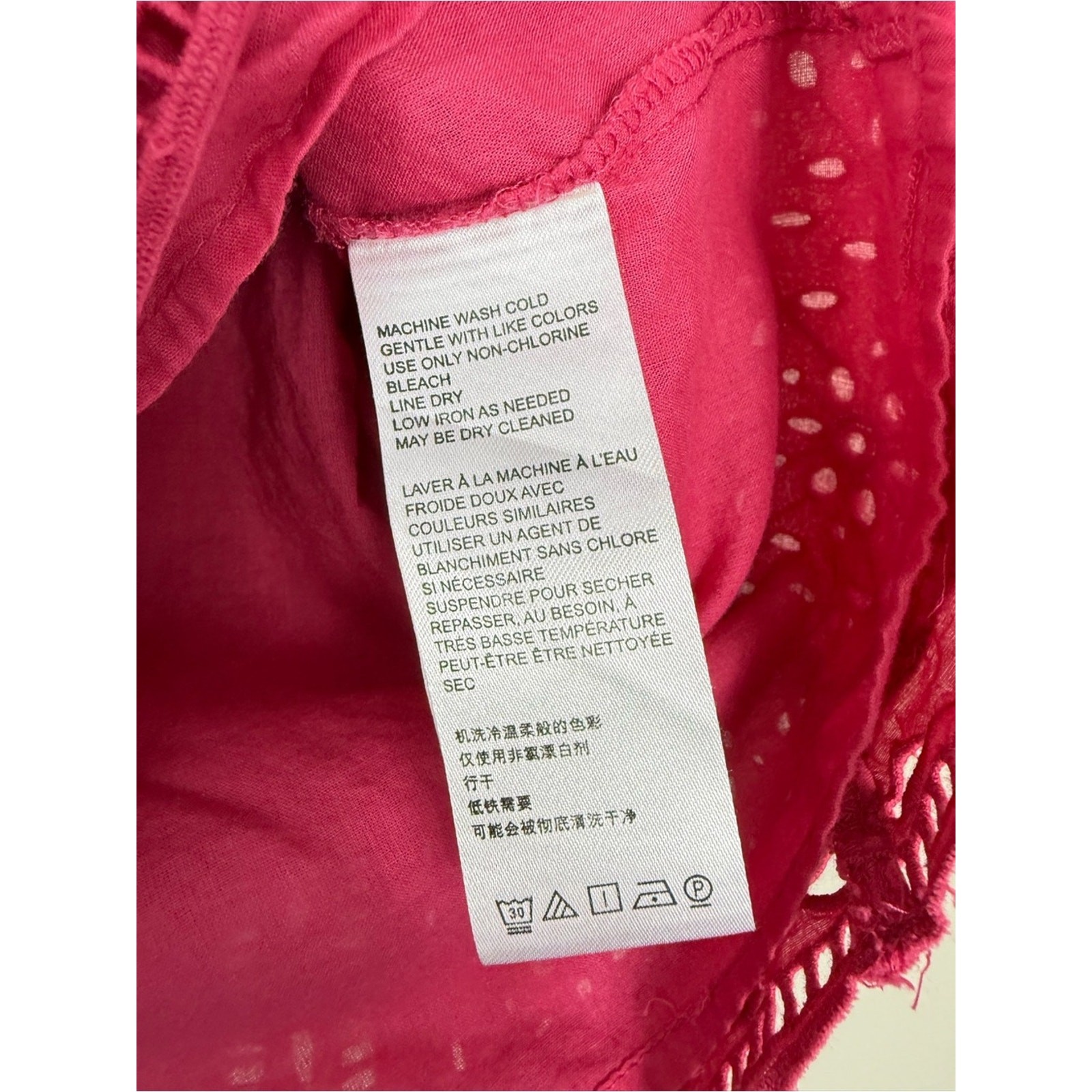 Anthropologie Maeve Eyelet Blouse Womens 4 Pink Ruffle Sleeeveless Top Preppy