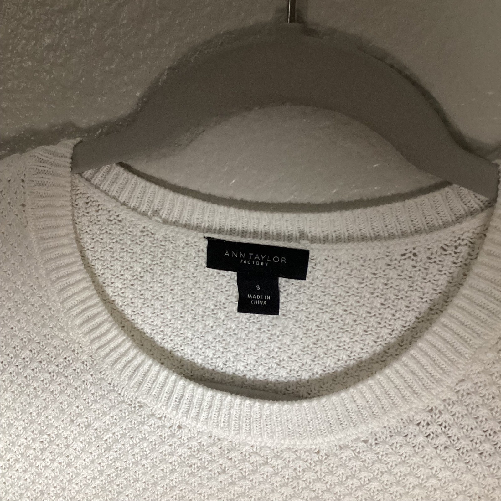 Ann Taylor Factory Cream Button Accent Textured Knit Sweater Womens