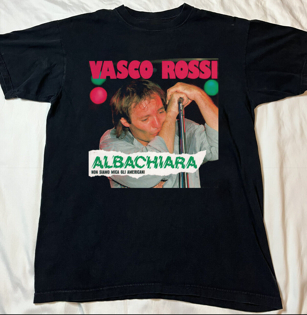 Albachiara album by Vasco Rossi Black Cotton Shirt S-5XL HL828